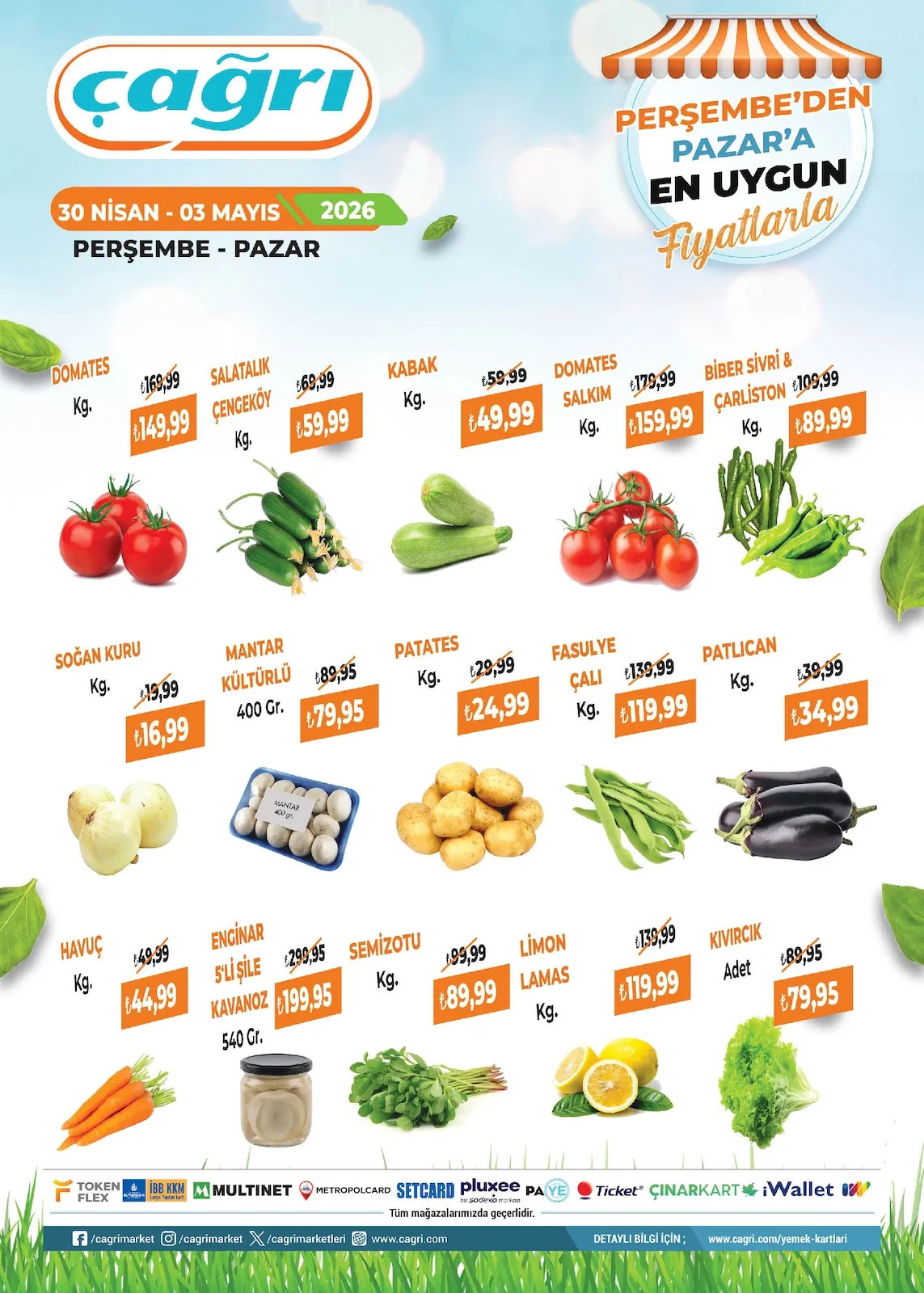 Çağrı Çağrı Market 30 Nisan 2026 Aktüel Kataloğu sayfa 2: Kültür Mantarı 400G, Kuru Soğan Kg.
