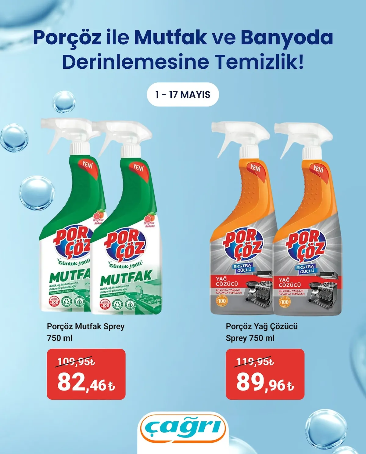 Çağrı Çağrı Market 1 Mayıs 2026 Aktüel Kataloğu sayfa 2: Porçöz Mutfak Sprey 750 Ml