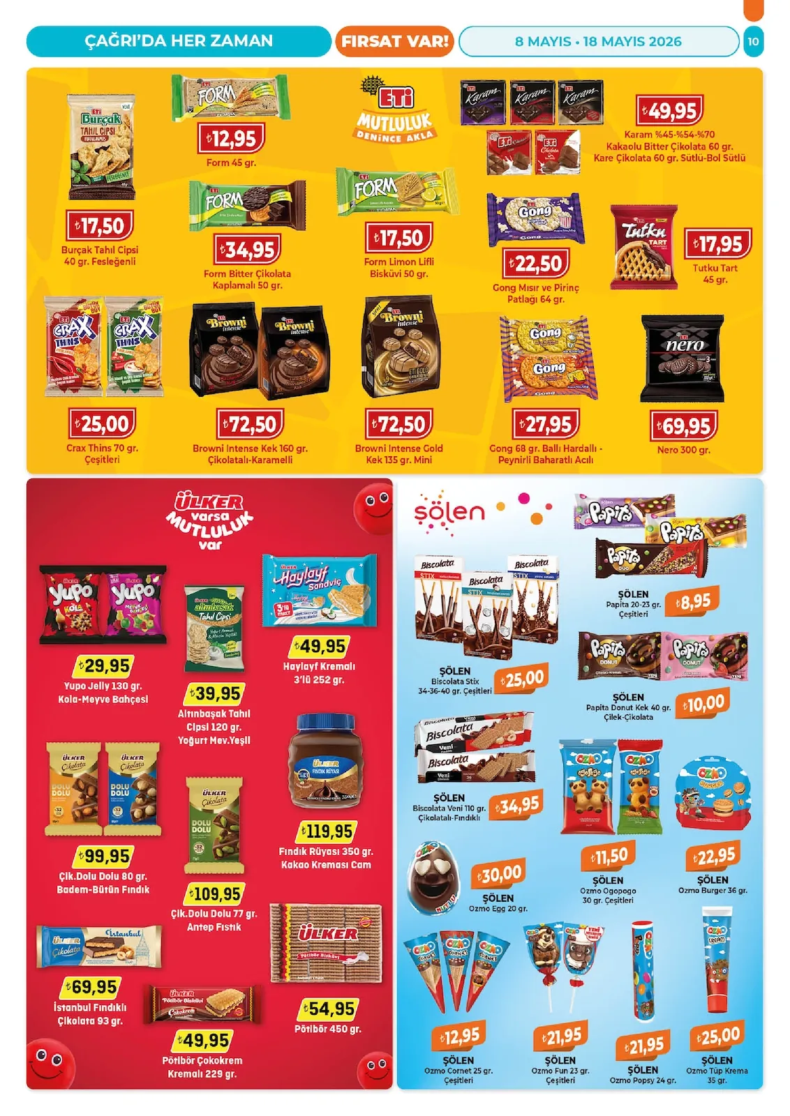 Çağrı Çağrı Market 8 Mayıs 2026 Aktüel Kataloğu sayfa 10: Eti Brownie Intense Gold Kek 135 Gr. Mini, Eti Brownie Intense Kek 160 Gr. Çikolatali-Karamelli