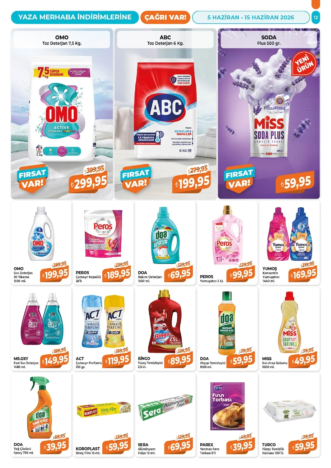 Çağrı Çağrı Market 5 Haziran 2026 Aktüel Kataloğu sayfa 12: Doa Ahşap Temizleyici 1000 Ml., Act Çamaşır Parfümü 210 Gr.
