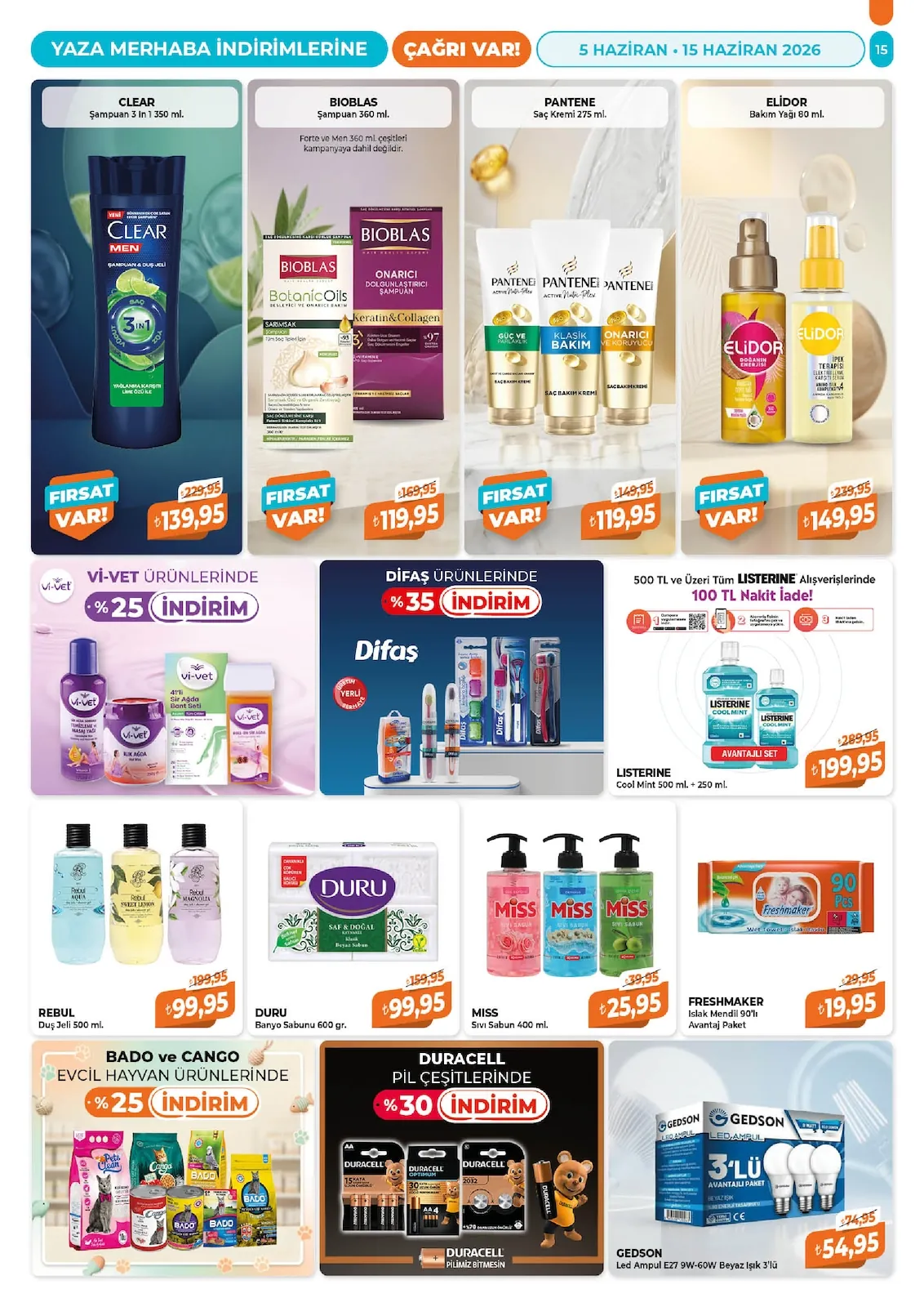 Çağrı Çağrı Market 5 Haziran 2026 Aktüel Kataloğu sayfa 15: Rebul Duş Jeli 500 Ml, Miss Sıvı Sabun 400 Ml