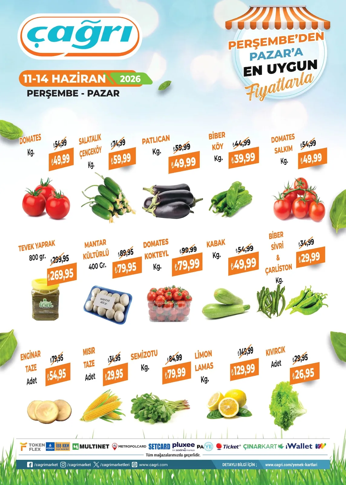 Çağrı Çağrı Market 11 Haziran 2026 Aktüel Kataloğu sayfa 2: Biber Köy Kg., Tevək Yaprak 800Gr.