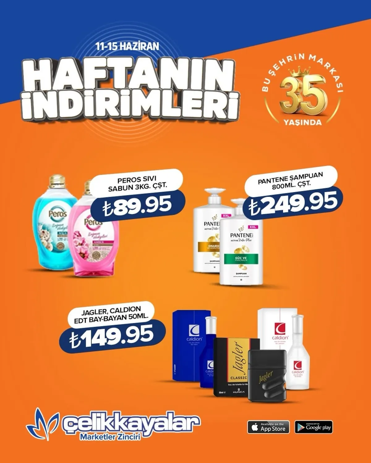Celikkayalar Çelikkayalar 11 Haziran 2026 Aktüel Kataloğu sayfa 8: Peros Sıvı Sabun 3 Kg, Pantene Şampuan 800 Ml