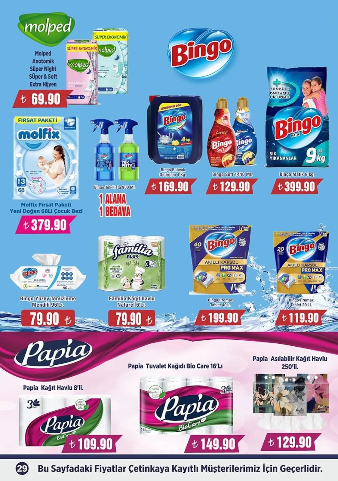 Çetinkaya Çetinkaya 15 Mart 2026 Aktüel Kataloğu sayfa 29: Bingo Matik 9 Kg, Bingo Soft 1440 Ml