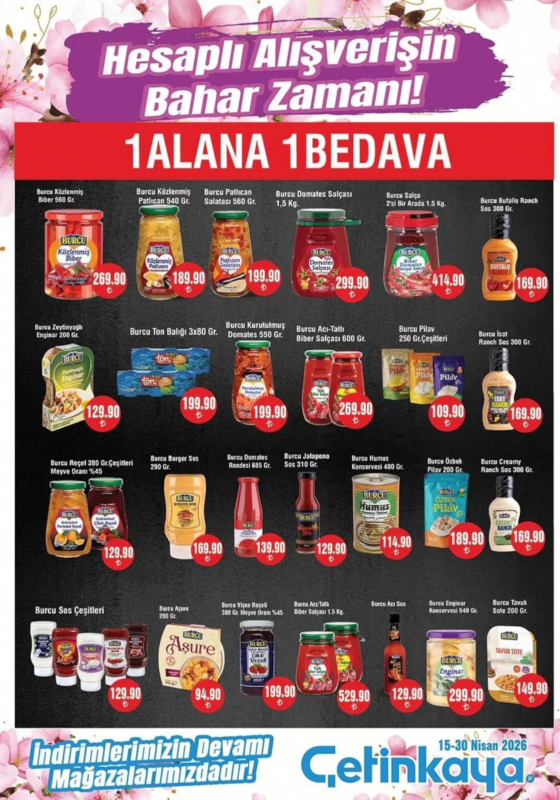 Çetinkaya Çetinkaya 15 Nisan 2026 Aktüel Kataloğu sayfa 17: Burcu Buffallo Ranch Sos 300 Gr., Burcu Reçel 380 Gr.