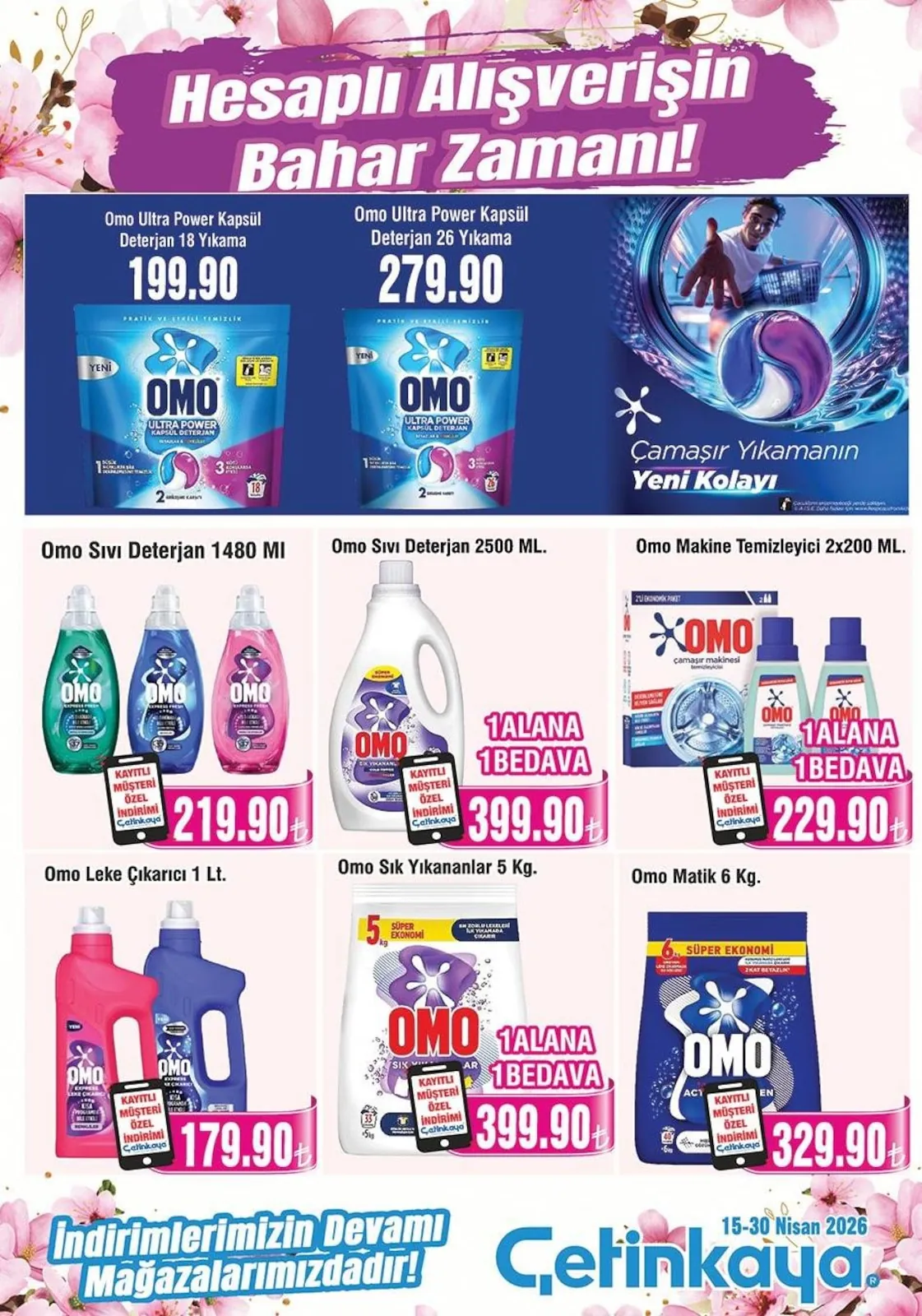 Çetinkaya Çetinkaya 15 Nisan 2026 Aktüel Kataloğu sayfa 26: Omo Ultra Power Kapsül Deterjan 18 Yıkama, Omo Ultra Power Kapsül Deterjan 26 Yıkama