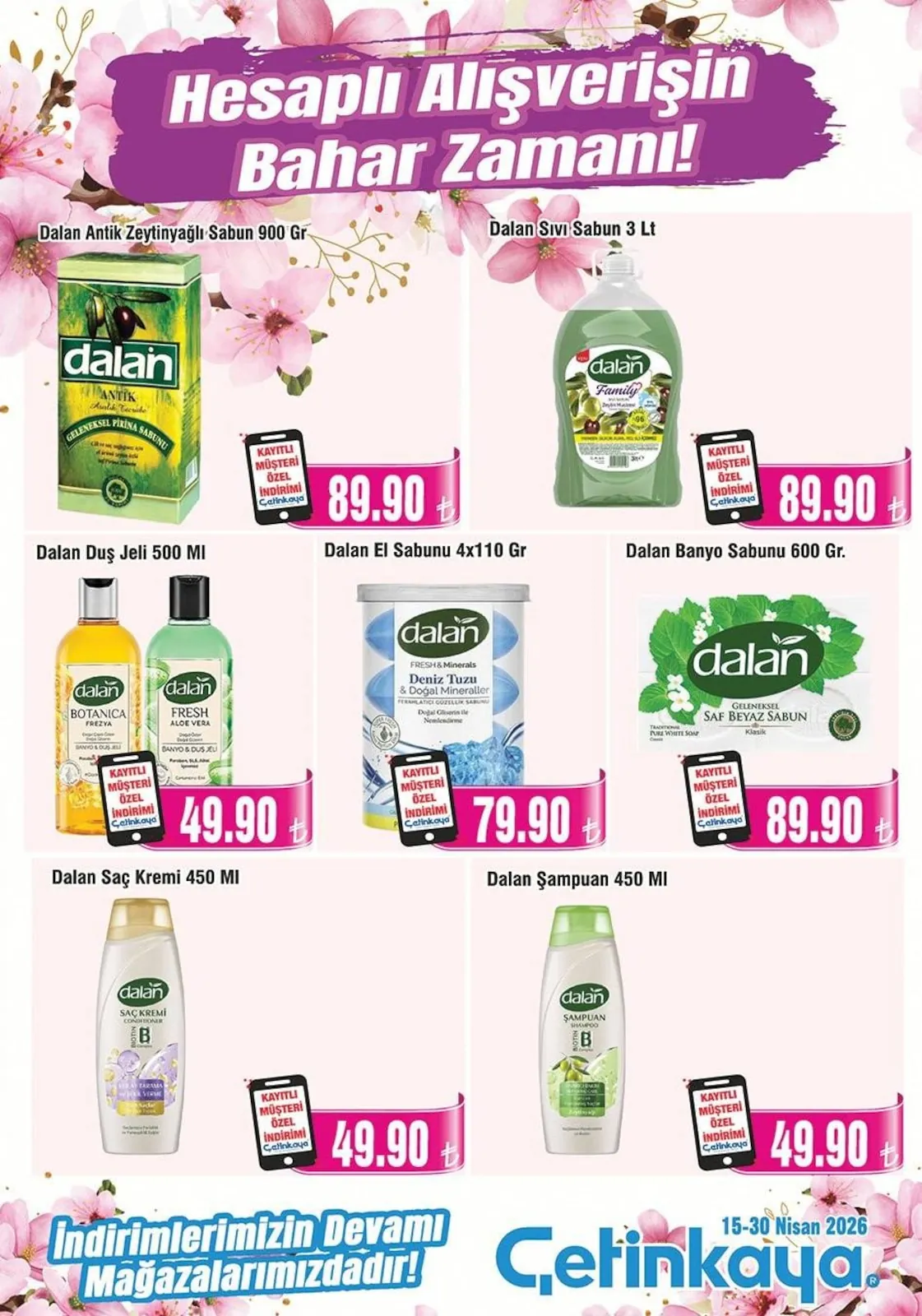 Çetinkaya Çetinkaya 15 Nisan 2026 Aktüel Kataloğu sayfa 34: Dalan El Sabunu 4X110 Gr