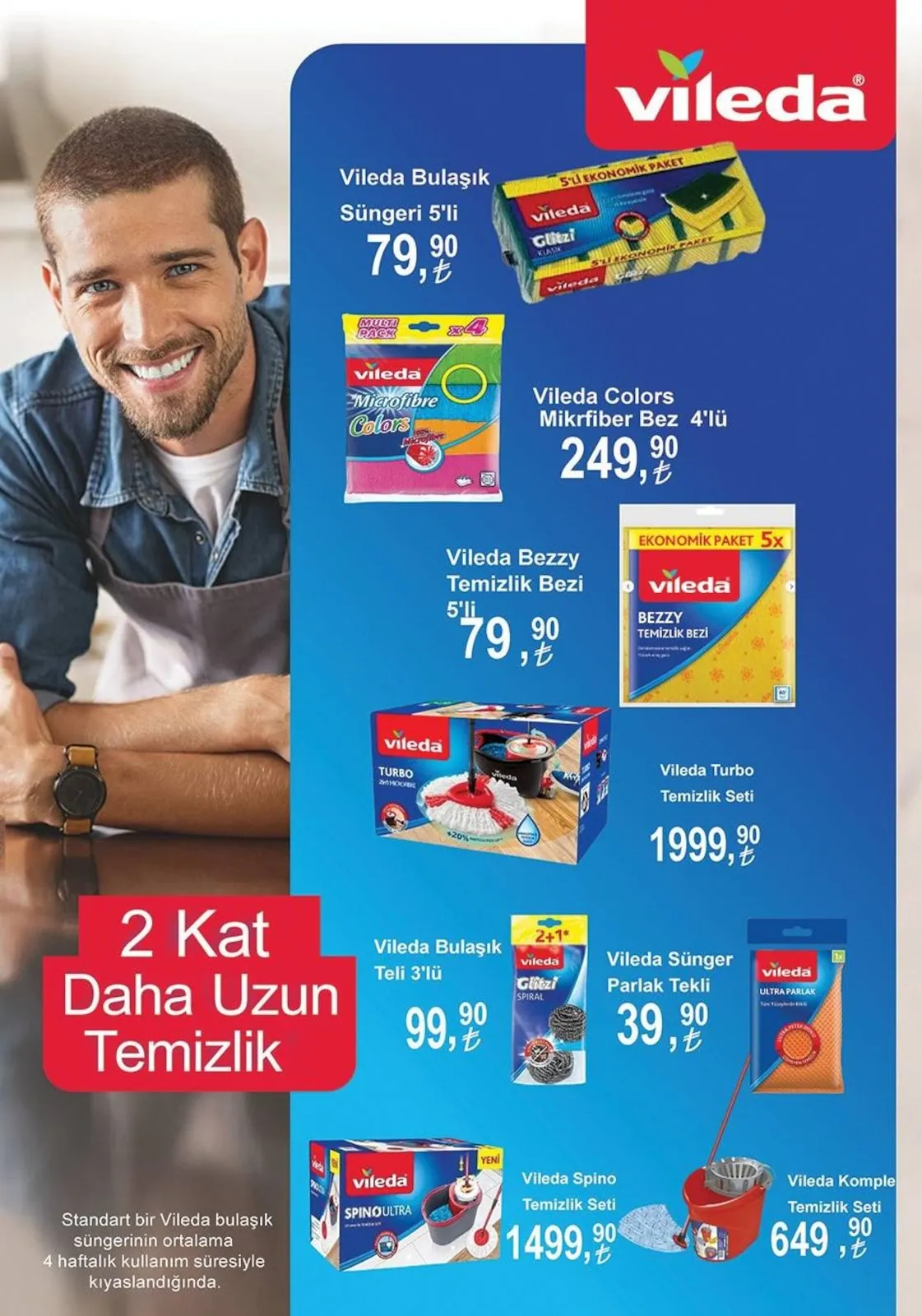 Çetinkaya Çetinkaya 15 Nisan 2026 Aktüel Kataloğu sayfa 38: Vileda Colors Mikrofiber Bez 4'Lü, Vileda Spino Temizlik Seti