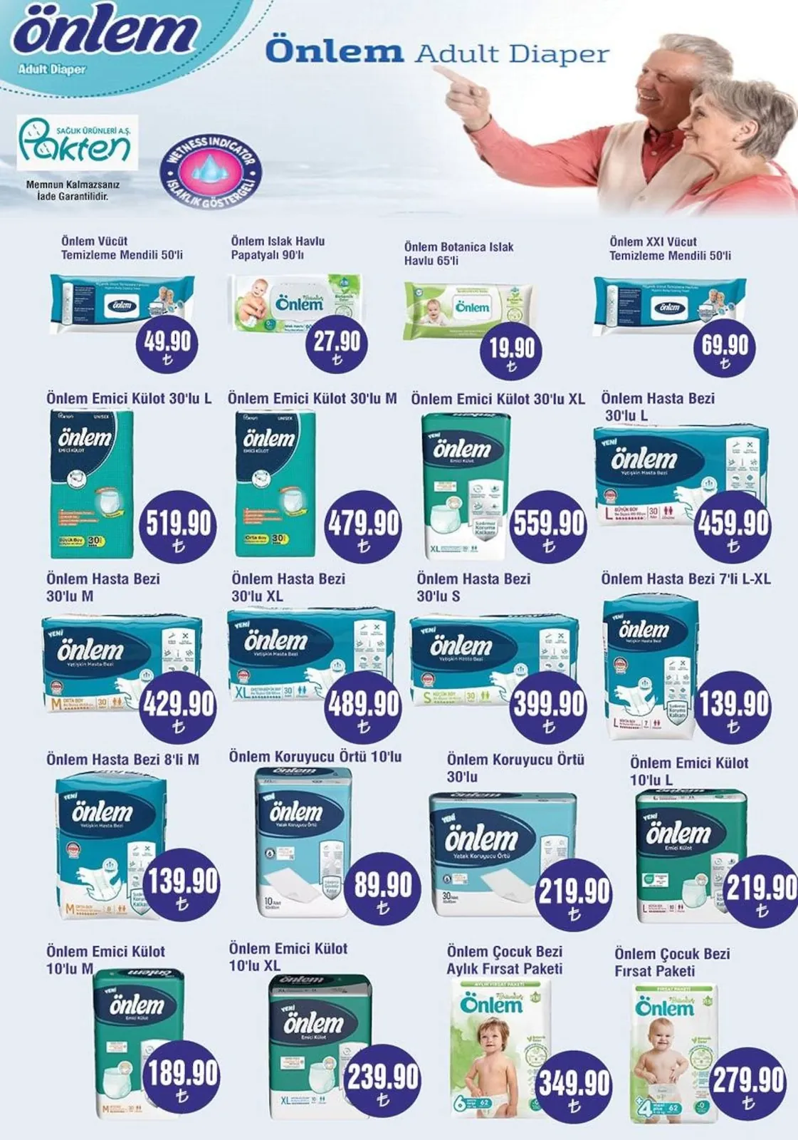 Çetinkaya Çetinkaya 15 Nisan 2026 Aktüel Kataloğu sayfa 41: Önlem Hasta Bezi 8'Li M, Önlem Koruyucu Örtü 10'Lu