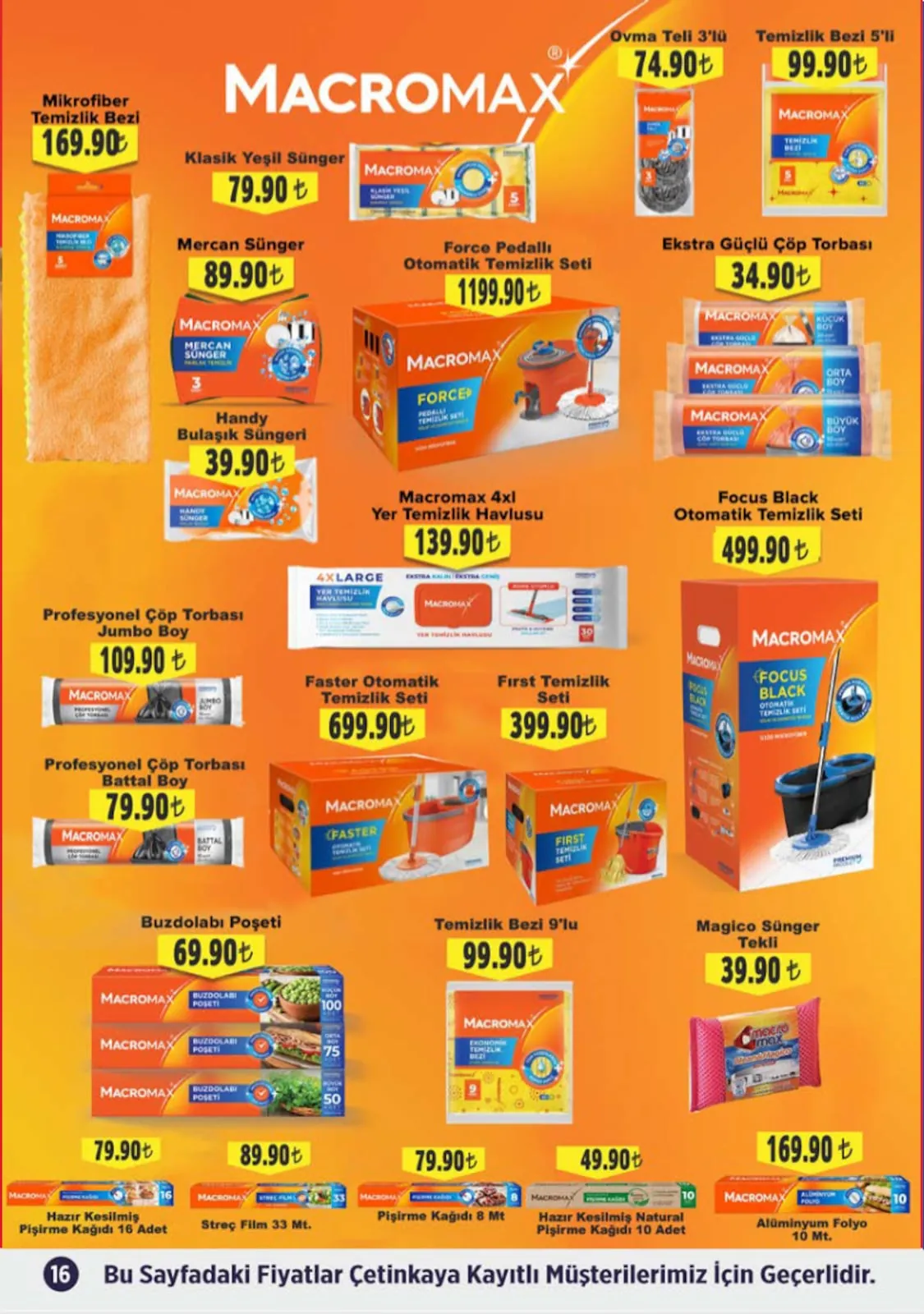 Çetinkaya Çetinkaya 1 Mayıs 2026 Aktüel Kataloğu sayfa 16: Macromax Profesyonel Çöp Torbası Jumbo Boy, Macromax Ekstra Güçlü Çöp Torbası