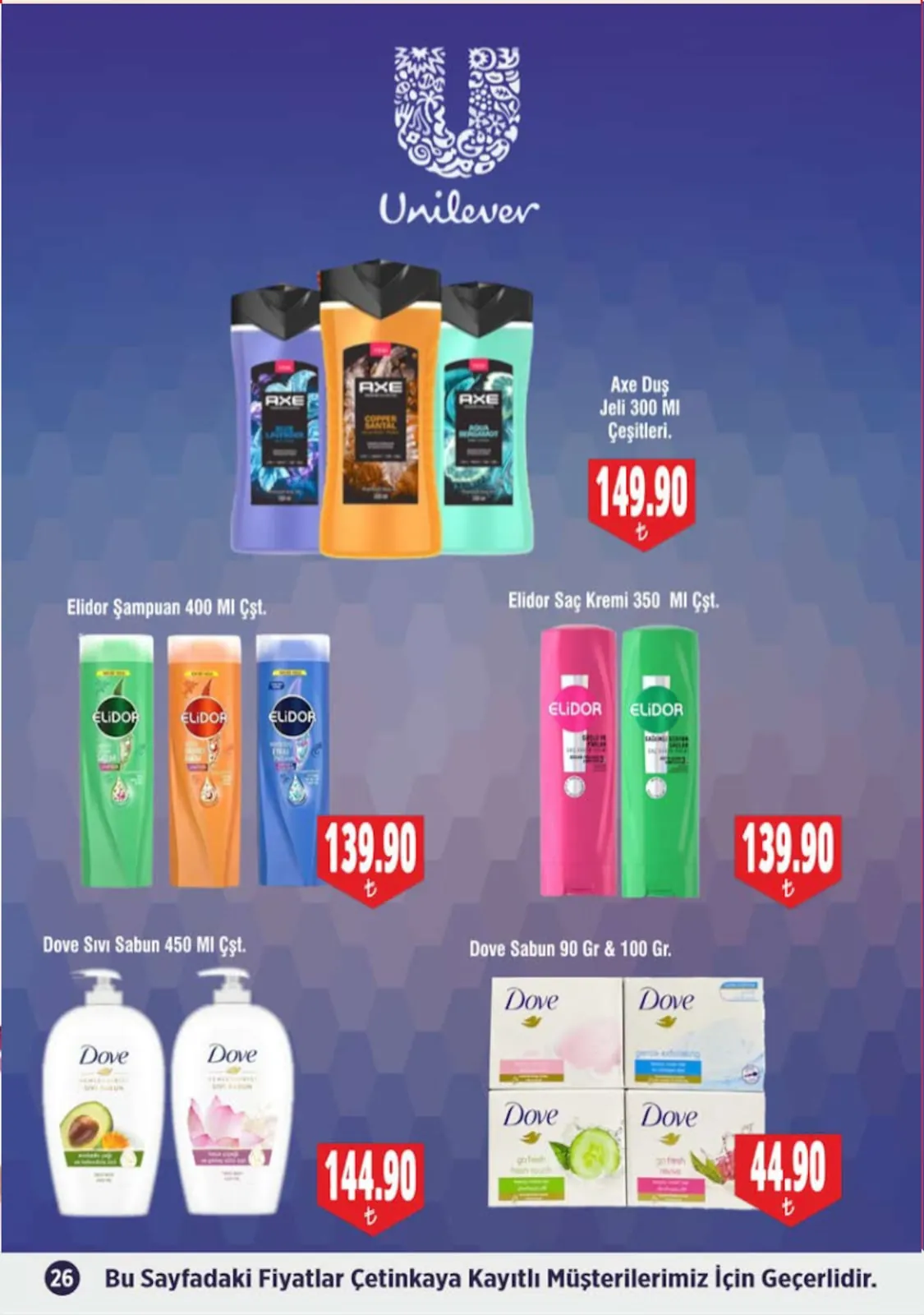 Çetinkaya Çetinkaya 1 Mayıs 2026 Aktüel Kataloğu sayfa 26: Axe Duş Jeli 300Ml