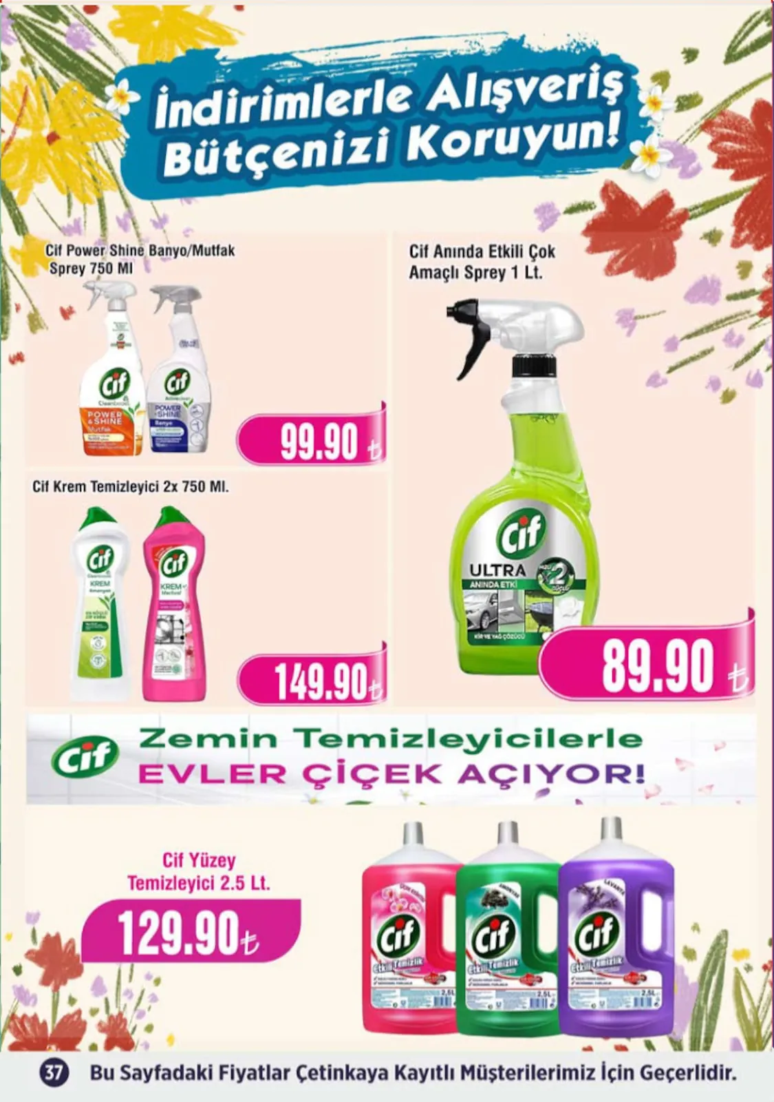 Çetinkaya Çetinkaya 1 Mayıs 2026 Aktüel Kataloğu sayfa 37: Cif Yüzey Temizleyici 2.5 Lt.