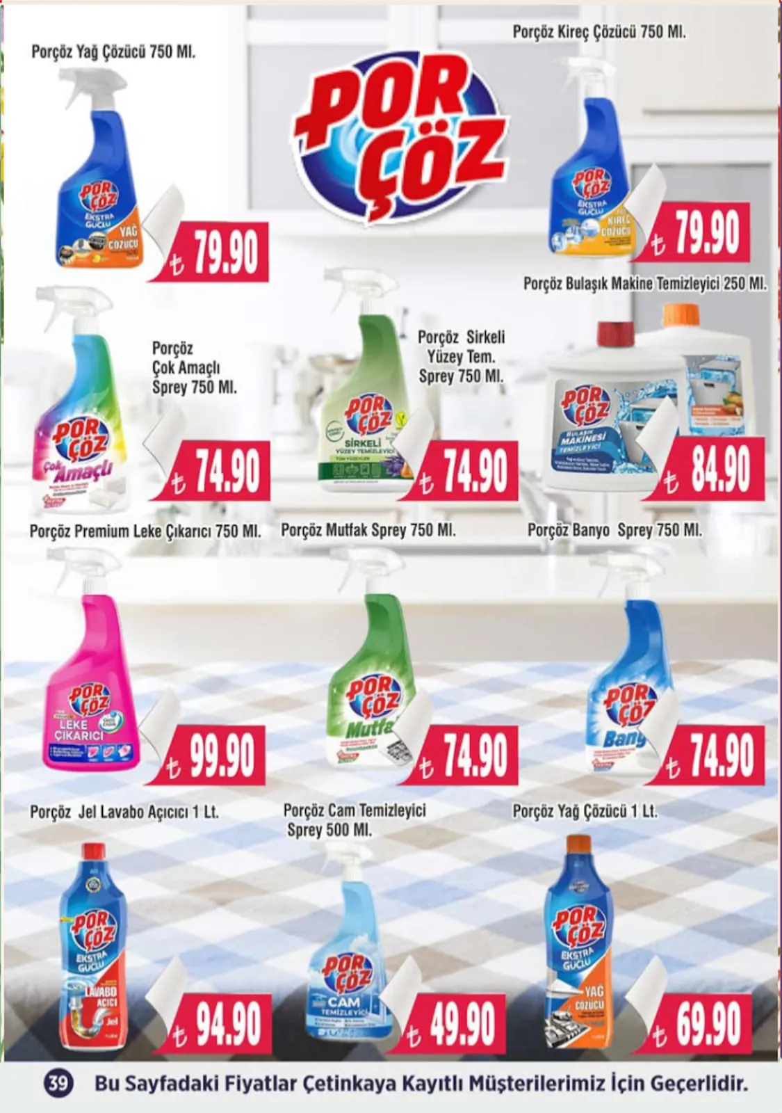 Çetinkaya Çetinkaya 1 Mayıs 2026 Aktüel Kataloğu sayfa 39: Porçöz Çok Amaçlı Sprey 750 Ml