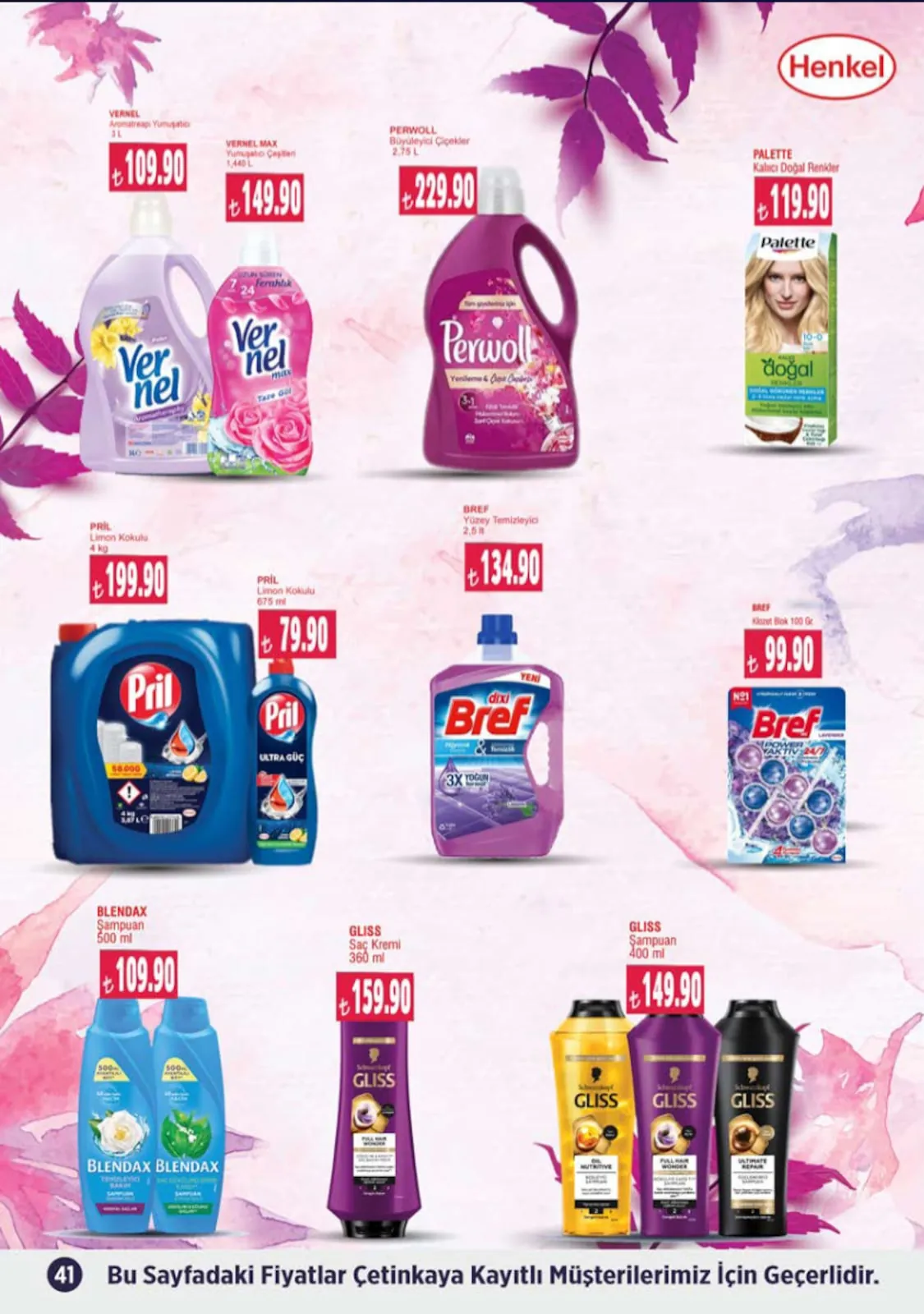 Çetinkaya Çetinkaya 1 Mayıs 2026 Aktüel Kataloğu sayfa 41: Pril Limon Kokulu 4 Kg, Bref Klozet Blok 100 Gr