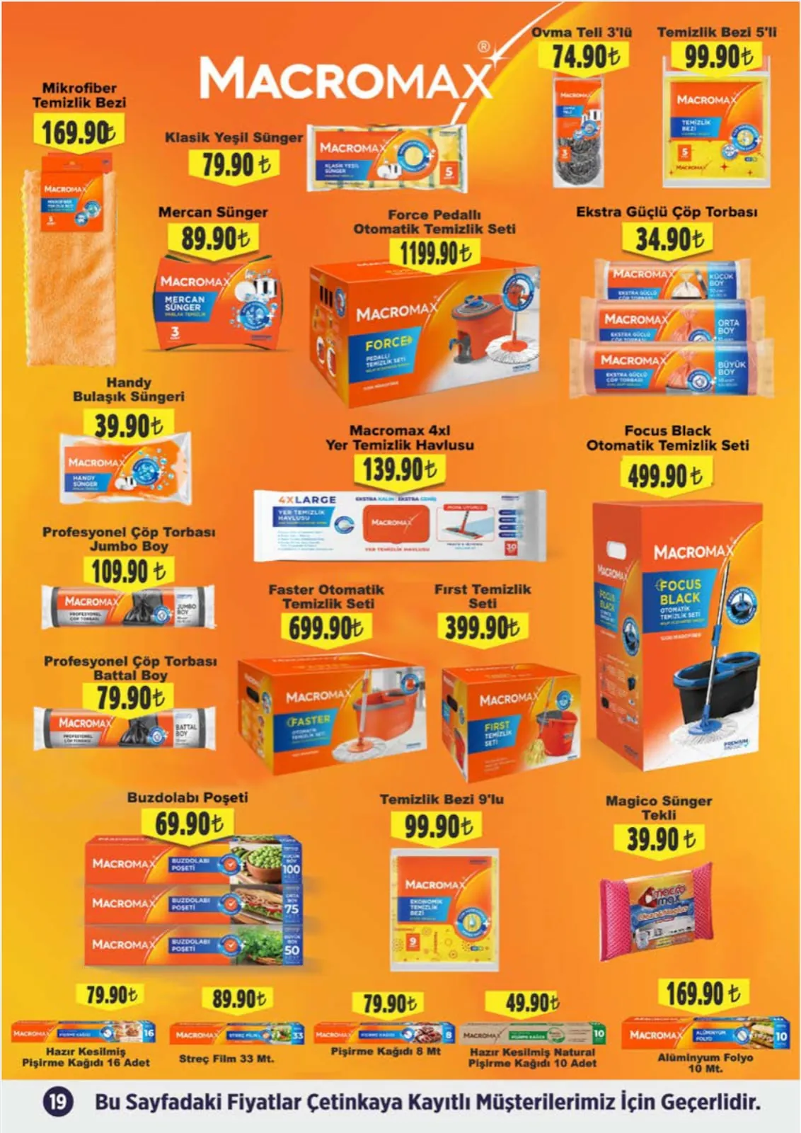 Çetinkaya Çetinkaya 1 Haziran 2026 Aktüel Kataloğu sayfa 19: Macromax Ekstra Güçlü Çöp Torbası, Macromax Profesyonel Çöp Torbası Jumbo Boy