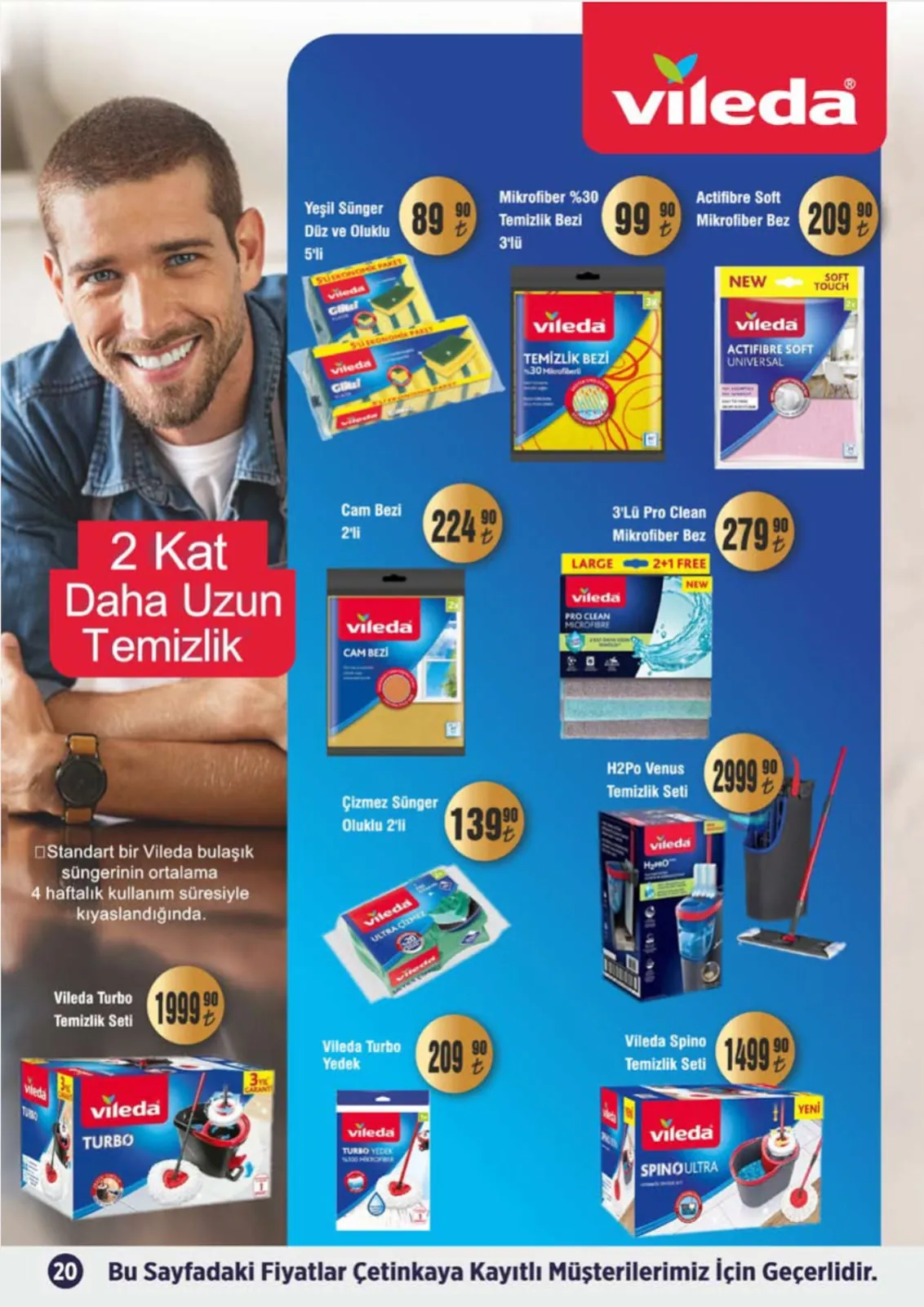 Çetinkaya Çetinkaya 1 Haziran 2026 Aktüel Kataloğu sayfa 20: Vileda Çizmez Sünger Oluklu 2'Li, Vileda Cam Bezi 2'Li