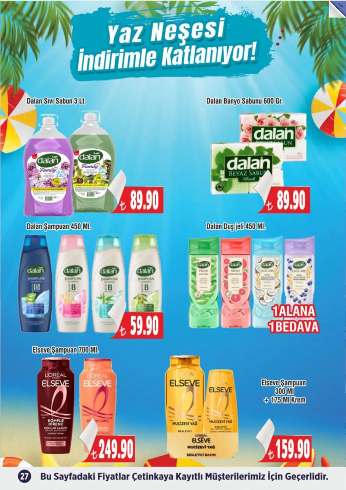 Çetinkaya Çetinkaya 1 Haziran 2026 Aktüel Kataloğu sayfa 27: Dalan Şampuan 400 Ml, Elseve Şampuan 700 Ml