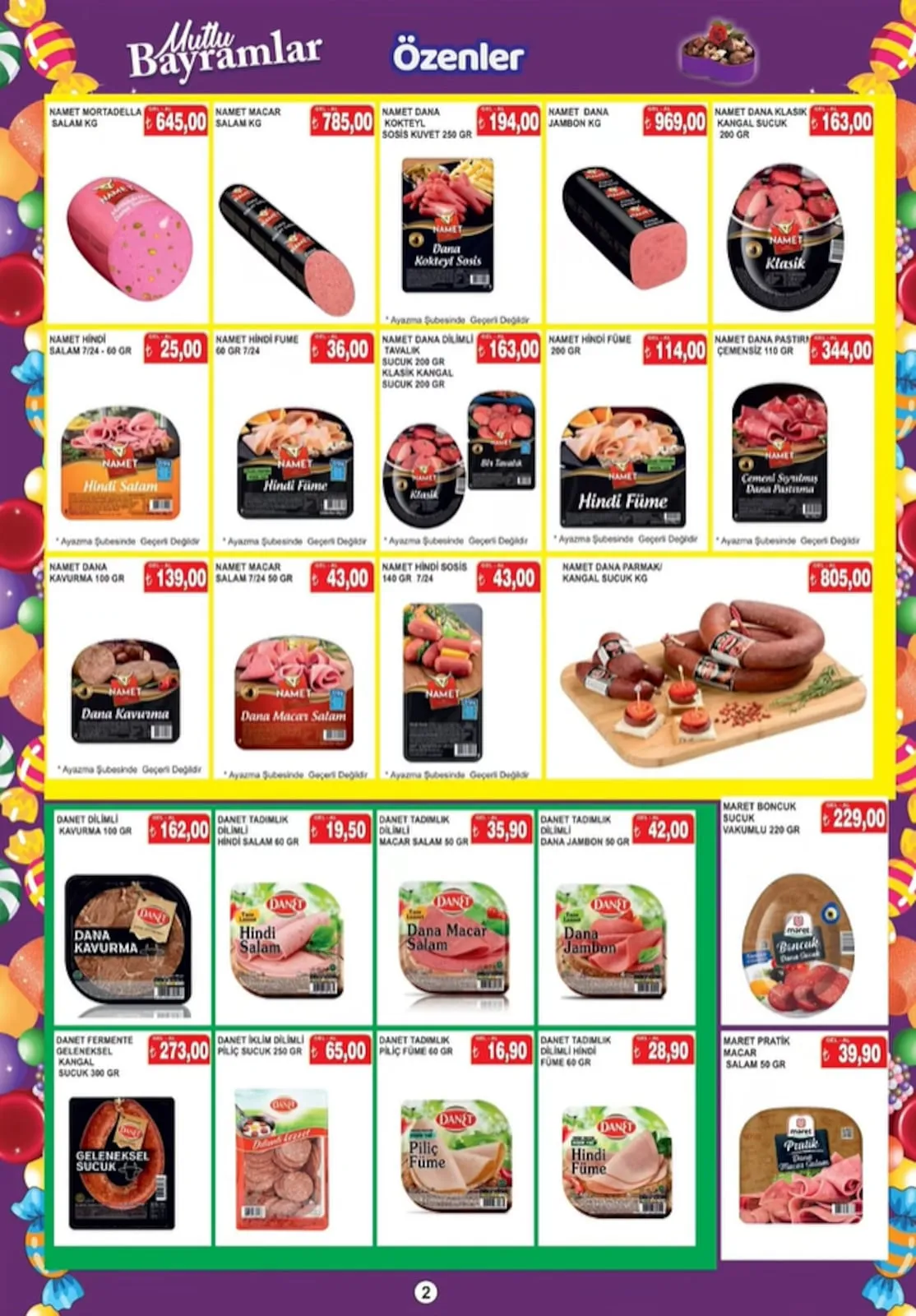 Özenler Özenler Market 16 Mart 2026 Aktüel Kataloğu sayfa 2: Namet Hindi Füme 200 Gr, Namet Dana Pastırma Çemensiz 110 Gr