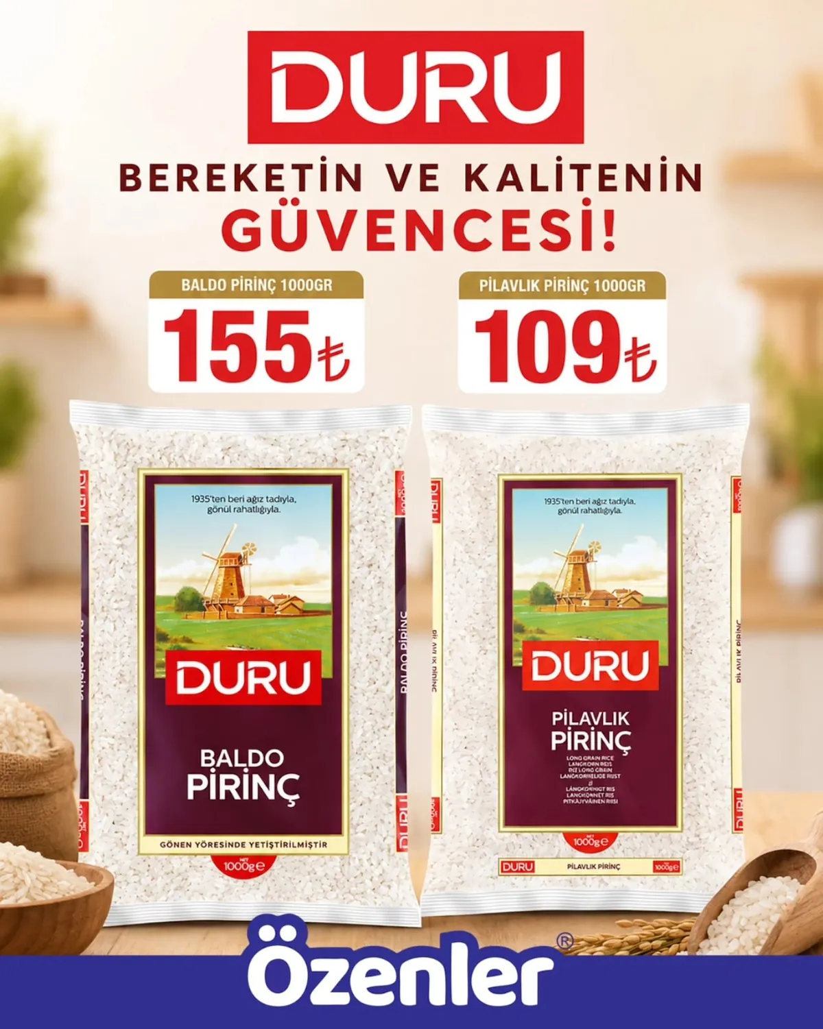 Özenler Özenler Market 8 Mayıs 2026 Aktüel Kataloğu sayfa 1: Duru Baldo Pirinç 1000G