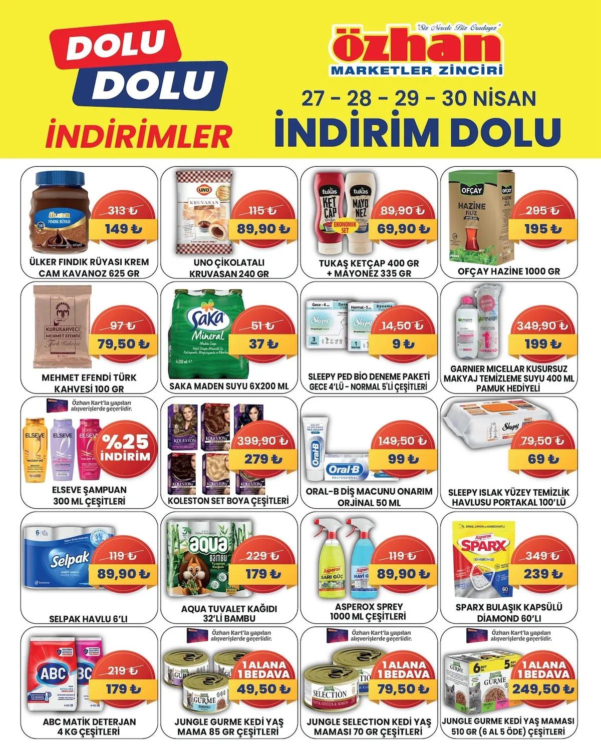 Özhan Özhan Marketler Zinciri 27 Nisan 2026 Aktüel Kataloğu sayfa 2: Selpak Kağıt Havlu 6 Adet, Sleepy Islak Yüzey Temizlik Mendili