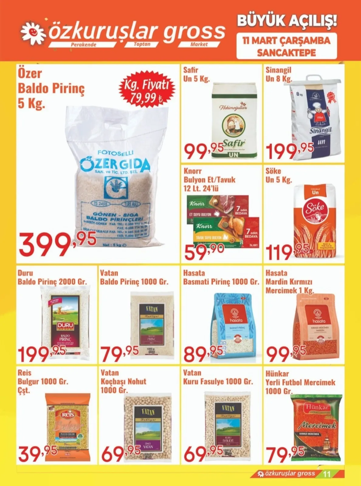 Özkuruşlar Özkuruşlar Gıda 11 Mart 2026 Aktüel Kataloğu sayfa 11: Hasata Mardin Kırmızı Mercimek 1 Kg, Knorr Bulyon Et/Tavuk 12 Lt 24'Lü