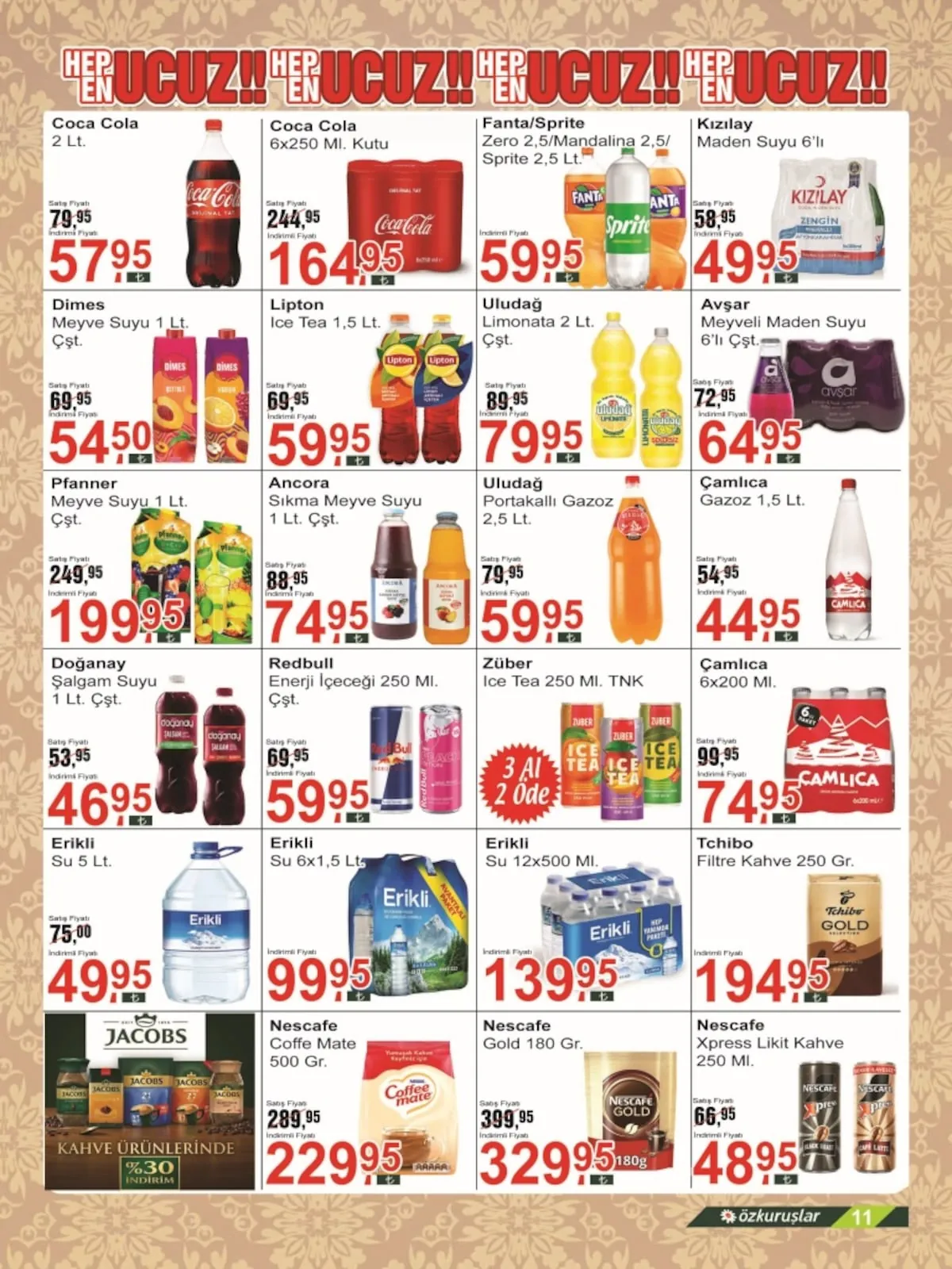 Özkuruşlar Özkuruşlar Gıda 21 Mayıs 2026 Aktüel Kataloğu sayfa 11: Nescafe Gold 180 Gr., Ancora Sıkma Meyve Suyu 1 Lt. Çst.