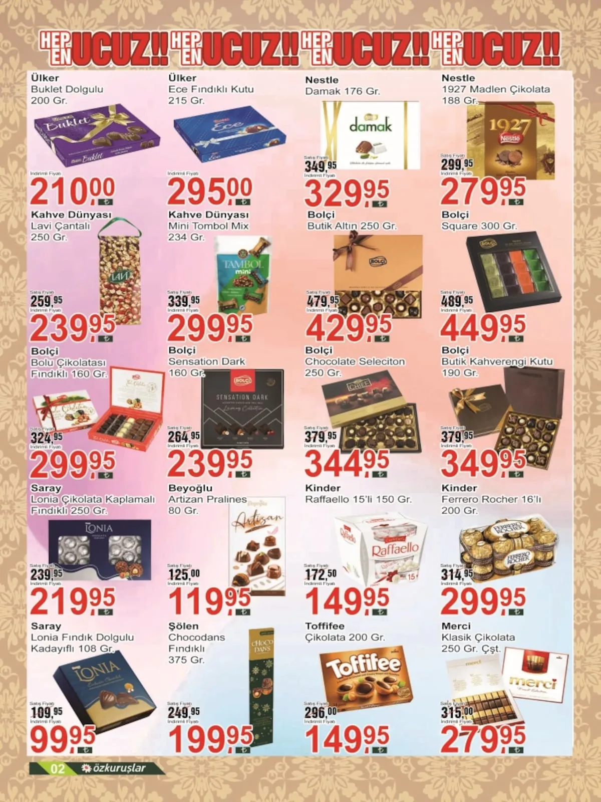 Özkuruşlar Özkuruşlar Gıda 21 Mayıs 2026 Aktüel Kataloğu sayfa 2: Merci Klasik Çikolata 250 Gr., Beyoğlu Artizan Pralines 80 Gr.