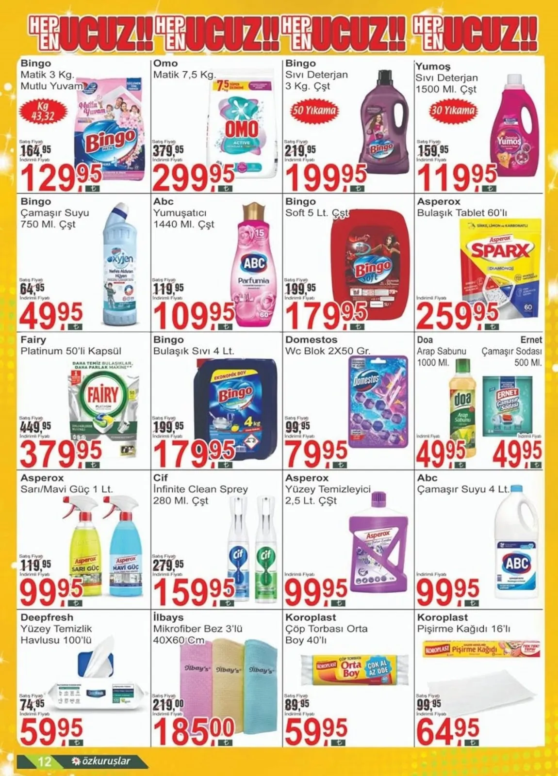 Özkuruşlar Özkuruşlar Gıda 11 Haziran 2026 Aktüel Kataloğu sayfa 12: Bingo Sıvı Deterjan 3 Kg, Bingo Soft 5 Lt