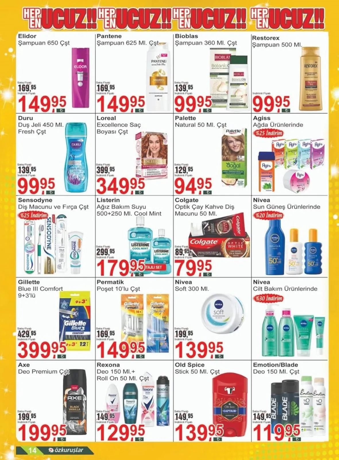 Özkuruşlar Özkuruşlar Gıda 11 Haziran 2026 Aktüel Kataloğu sayfa 14: Nivea Soft 300 Ml., Colgate Optik Çay Kahve Diş Macunu 50 Ml.