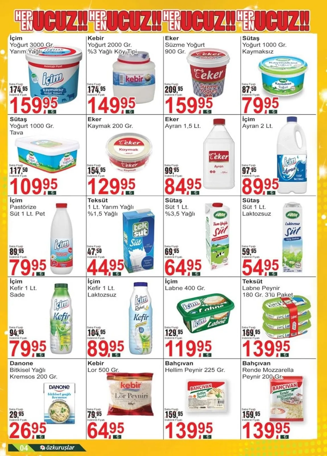 Özkuruşlar Özkuruşlar Gıda 11 Haziran 2026 Aktüel Kataloğu sayfa 4: Içim Kefir 1 Lt. Sade, Eker Kaymak 200 Gr.