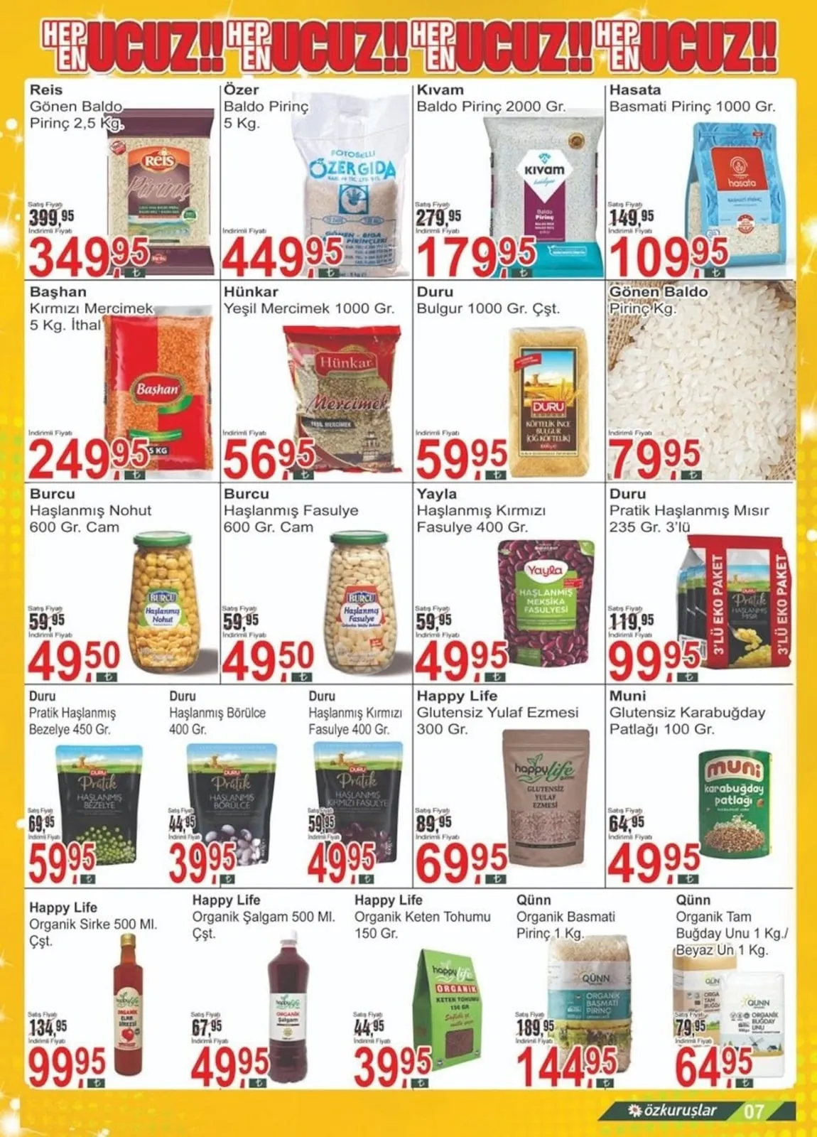Özkuruşlar Özkuruşlar Gıda 11 Haziran 2026 Aktüel Kataloğu sayfa 7: Yayl Haşlanmış Meksika Fasulyesi 400 Gr, Başan Kırmızı Mercimek 5 Kg İthal