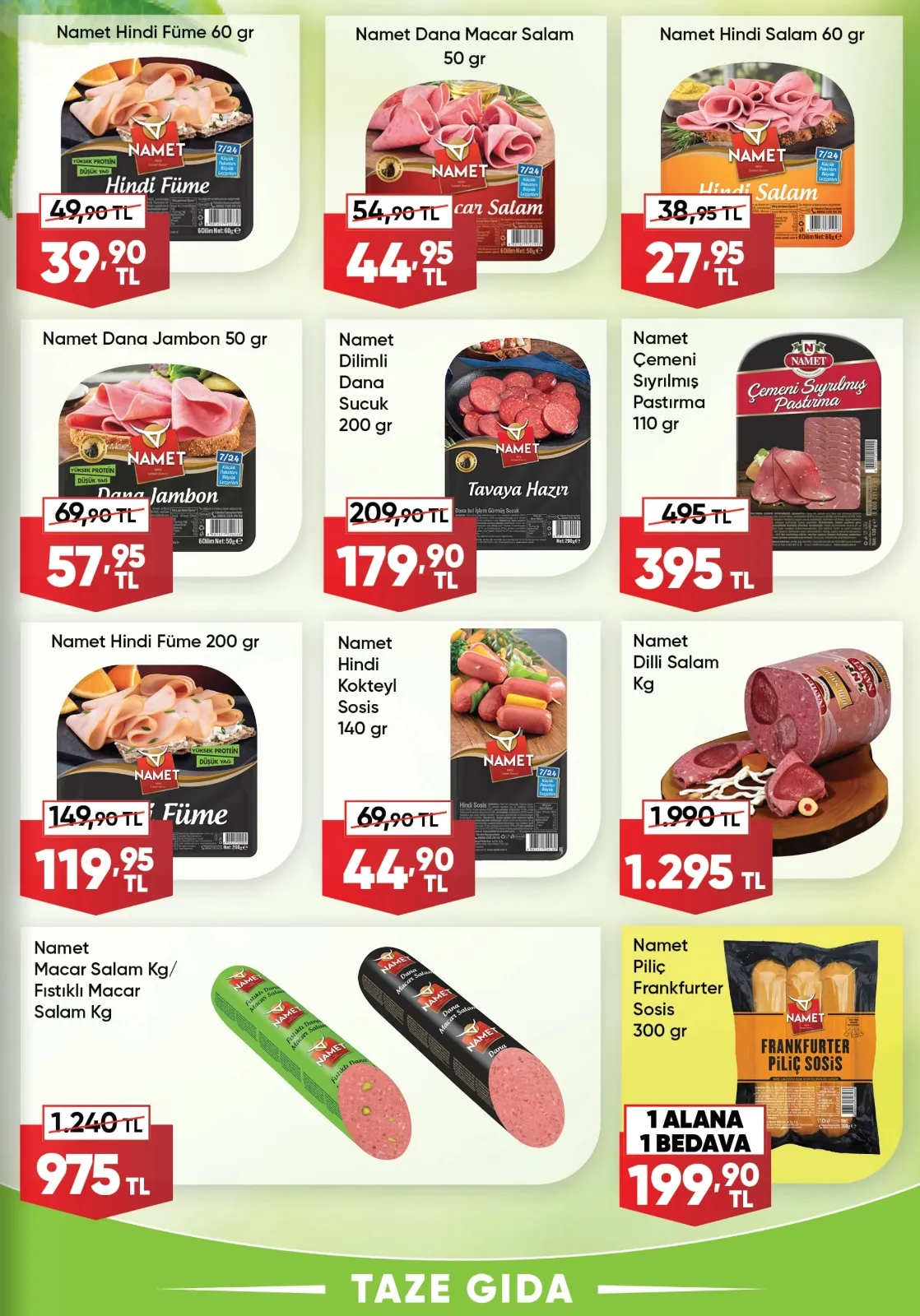 Üçler Üçler Market 9 Mart 2026 Aktüel Kataloğu sayfa 14: Namet Dilli Salam Kg, Namet Çemeni Sıyrılmış Pastırma 110 Gr