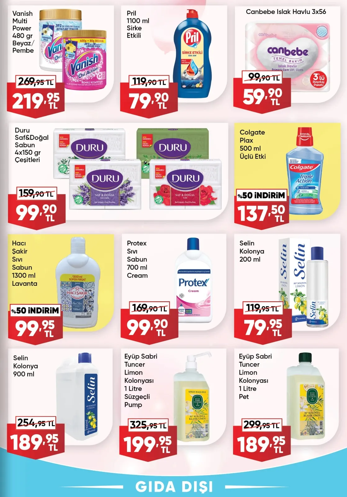 Üçler Üçler Market 9 Mart 2026 Aktüel Kataloğu sayfa 26: Selin Kolonya 200 Ml, Canbebe Islak Havlu 3X56
