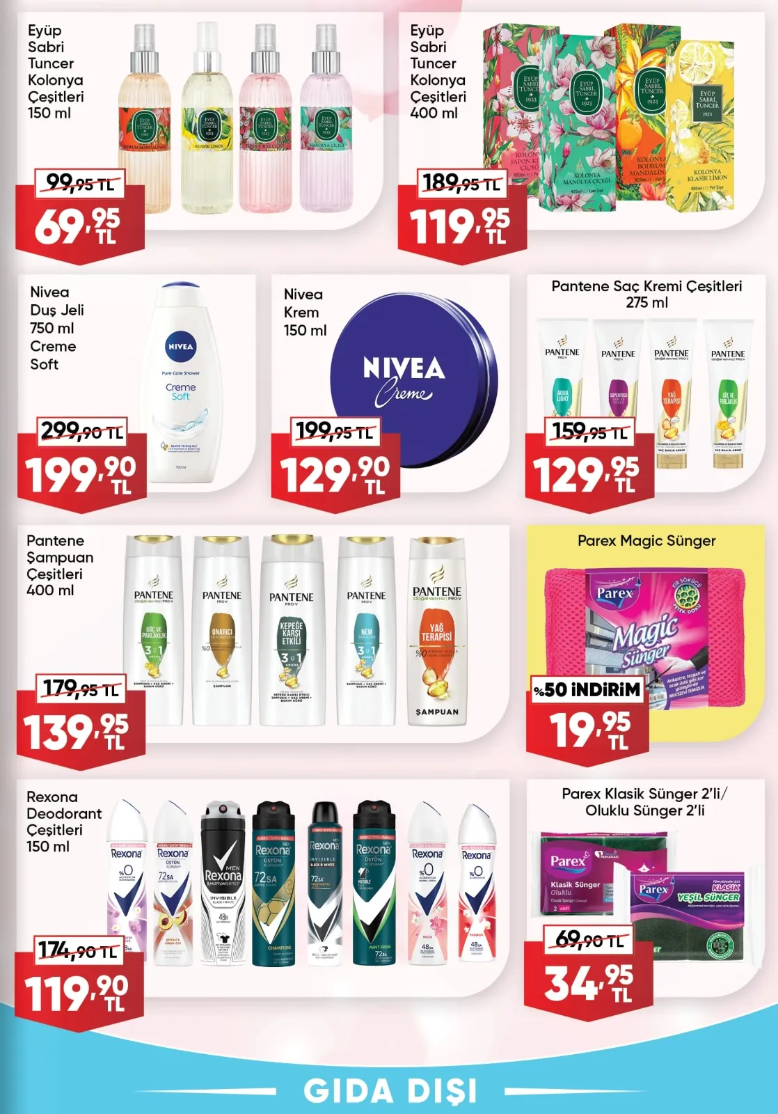 Üçler Üçler Market 9 Mart 2026 Aktüel Kataloğu sayfa 27: Nivea Duş Jeli 750 Ml Creme Soft, Parex Magic Sünger