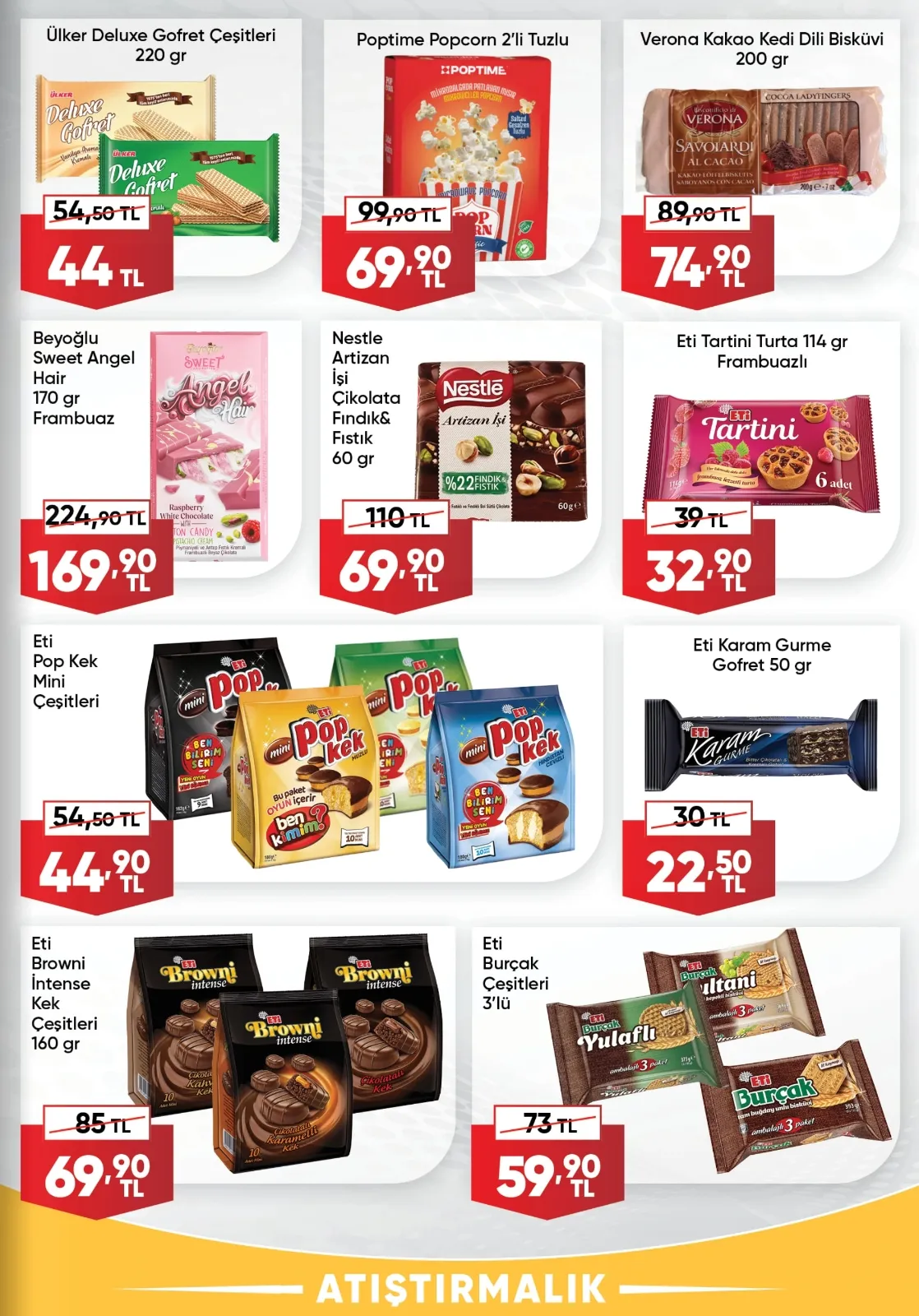 Üçler Üçler Market 9 Mart 2026 Aktüel Kataloğu sayfa 5: Beyoğlu Sweet Angel Hair 170 Gr Frambuaz, Poptime Popcorn 2'Li Tuzlu