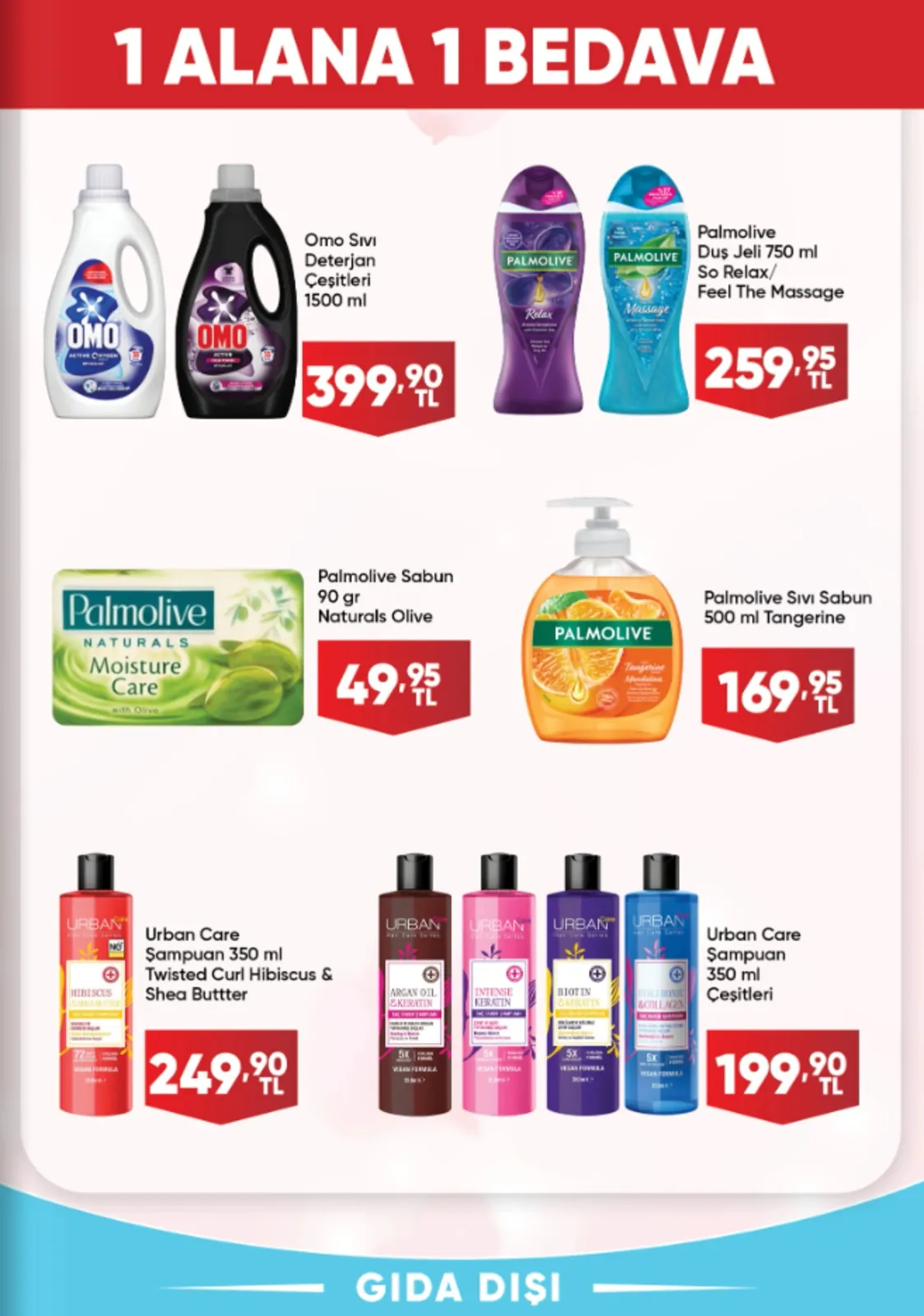 Üçler Üçler Market 20 Nisan 2026 Aktüel Kataloğu sayfa 13: Omo Sıvı Deterjan Çeşitleri 1500 Ml, Palmolive Duş Jeli 750 Ml