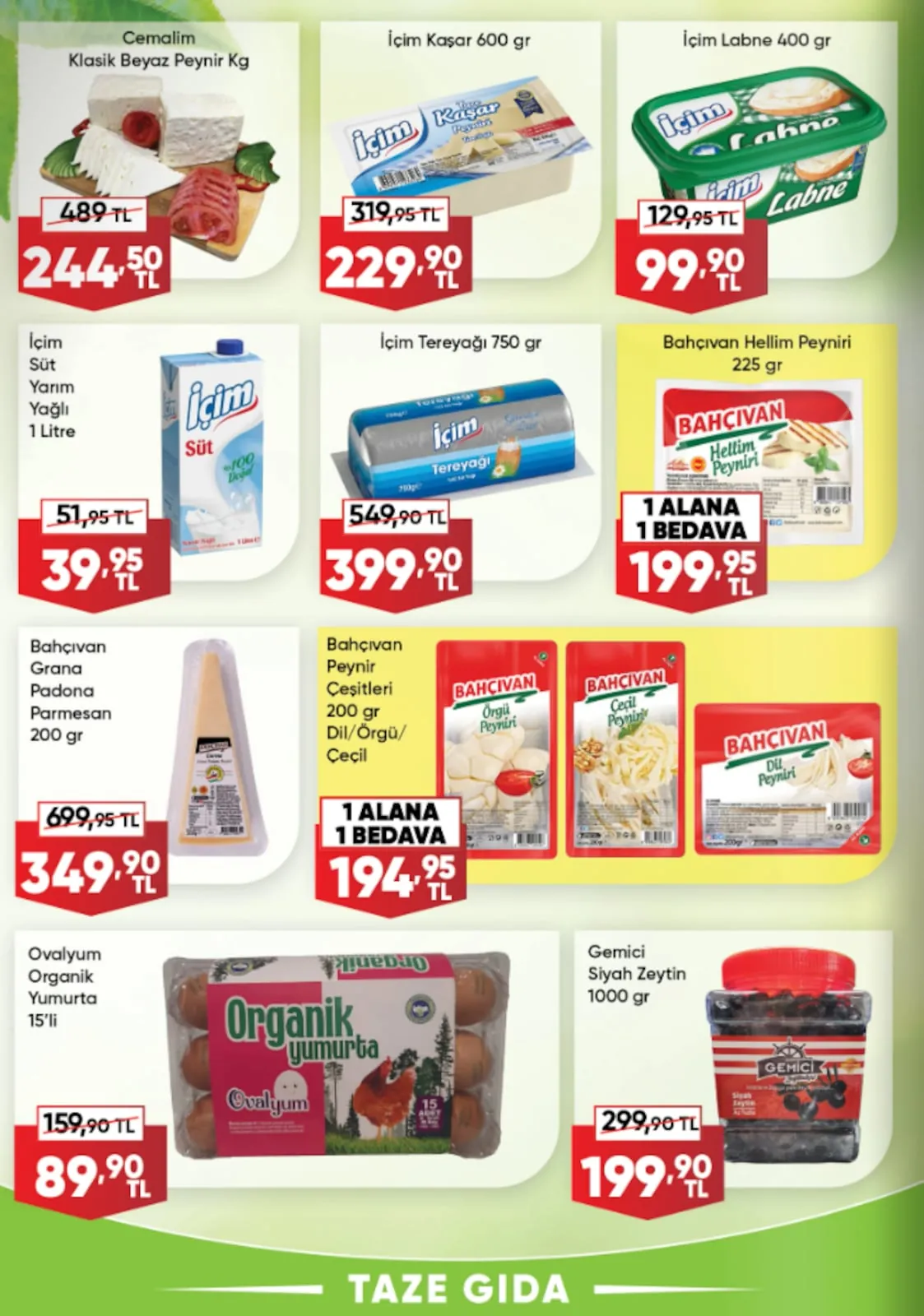 Üçler Üçler Market 20 Nisan 2026 Aktüel Kataloğu sayfa 2: Içim Süt Yarım Yağlı 1 Litre, Içim Kaşar 600 Gr