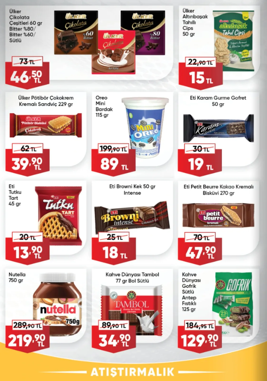 Üçler Üçler Market 20 Nisan 2026 Aktüel Kataloğu sayfa 6: Eti Tutku Tart 45 Gr, Kahve Dünyası Gofrik Sütlü Antep Fıstıklı 125 Gr