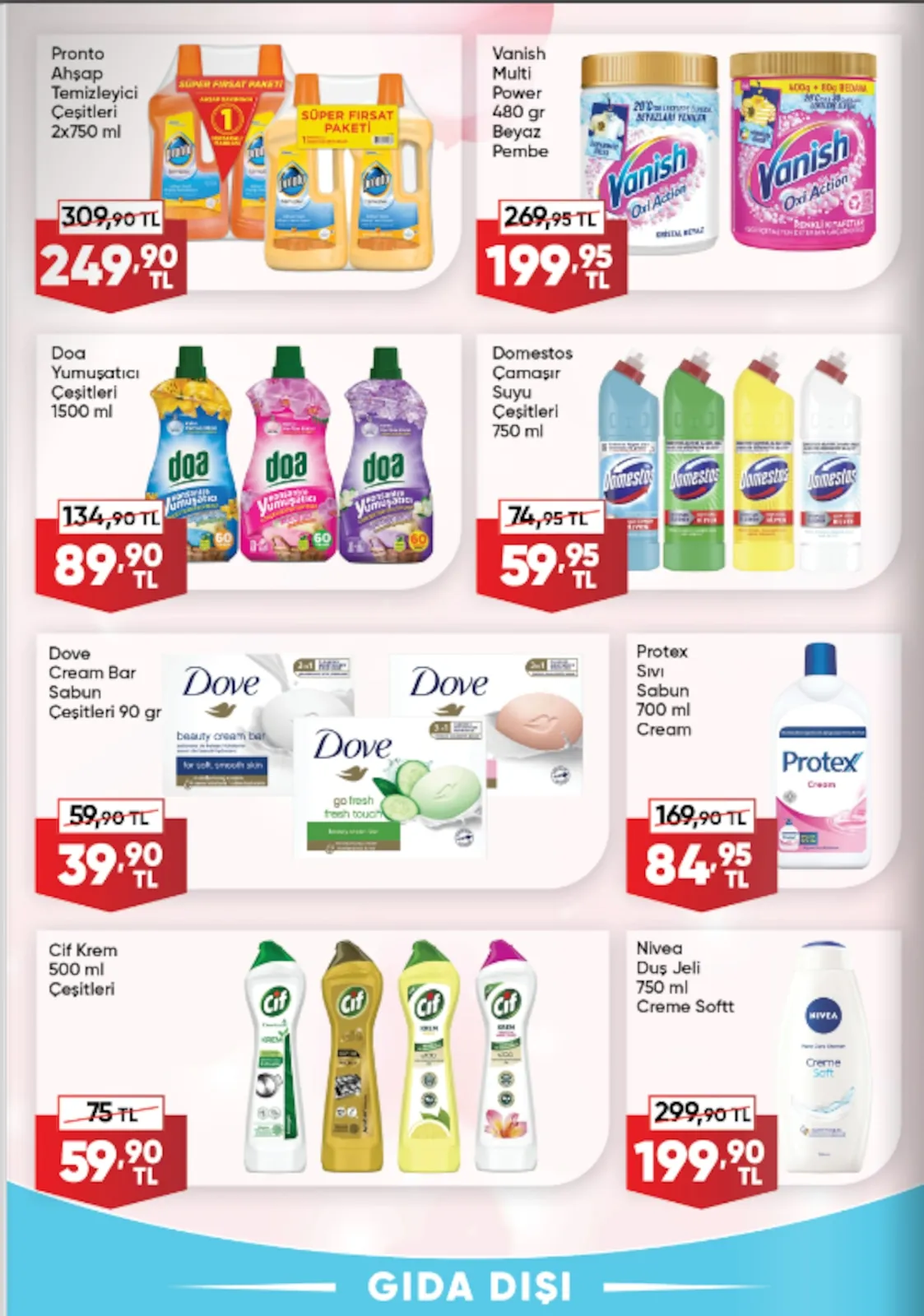 Üçler Üçler Market 11 Mayıs 2026 Aktüel Kataloğu sayfa 22: Nivea Duş Jeli Creme Soft 750 Ml, Dove Cream Bar Sabun Çeşitleri 90 Gr