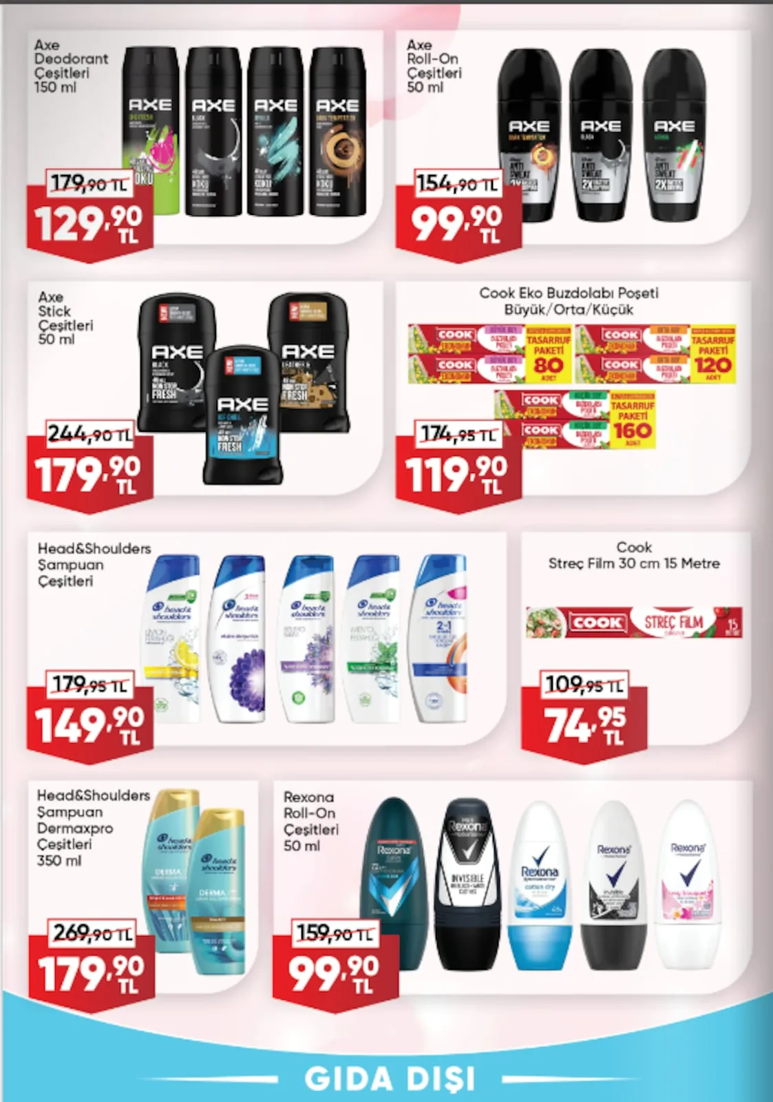 Üçler Üçler Market 11 Mayıs 2026 Aktüel Kataloğu sayfa 24: Axe Roll-On Çeşitleri 50 Ml, Rexona Roll-On Çeşitleri 50 Ml