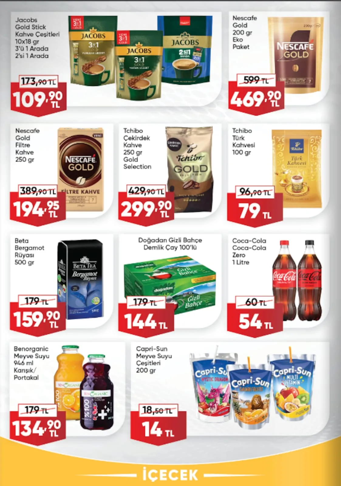 Üçler Üçler Market 11 Mayıs 2026 Aktüel Kataloğu sayfa 6: Beta Bergamot Rüyası 500 Gr, Nescafe Gold 200 Gr Eko Paket