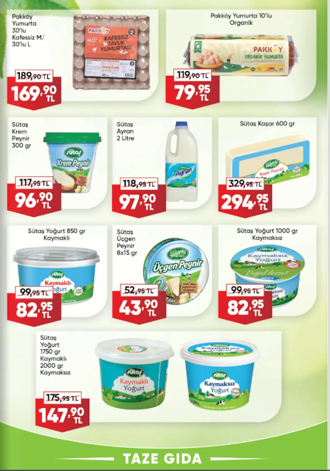 Üçler Üçler Market 11 Mayıs 2026 Aktüel Kataloğu sayfa 9: Sütaş Yoğurt 1000 Gr Kaymaksız, Sütaş Krem Peynir 300 Gr