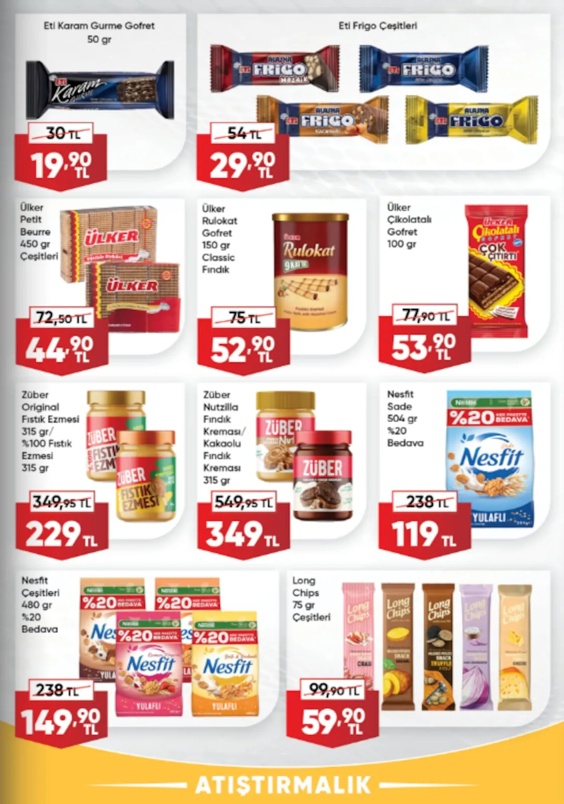 Üçler Üçler Market 8 Haziran 2026 Aktüel Kataloğu sayfa 5: Ülker Rulokat Gofret 150 Gr Classic Fındık, Ülker Çikolatalı Gofret 100 Gr