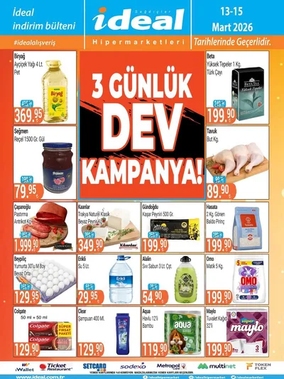 İdeal Market 13 Mart 2026 Aktüel Kataloğu13 Mart - 15 Mart