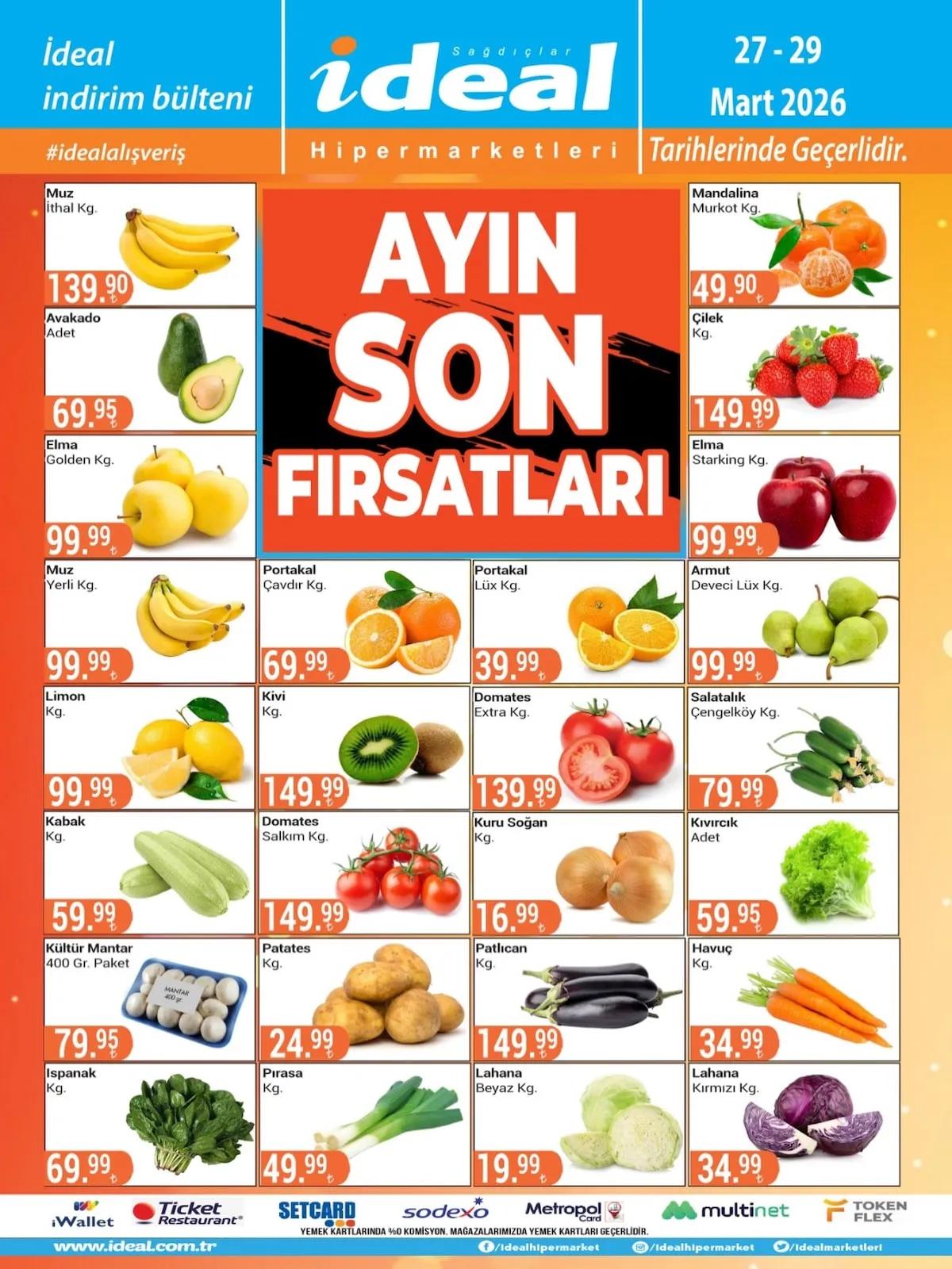 İdeal İdeal Market 27 Mart 2026 Aktüel Kataloğu sayfa 3: Patates Kg., Domates Extra Kg.