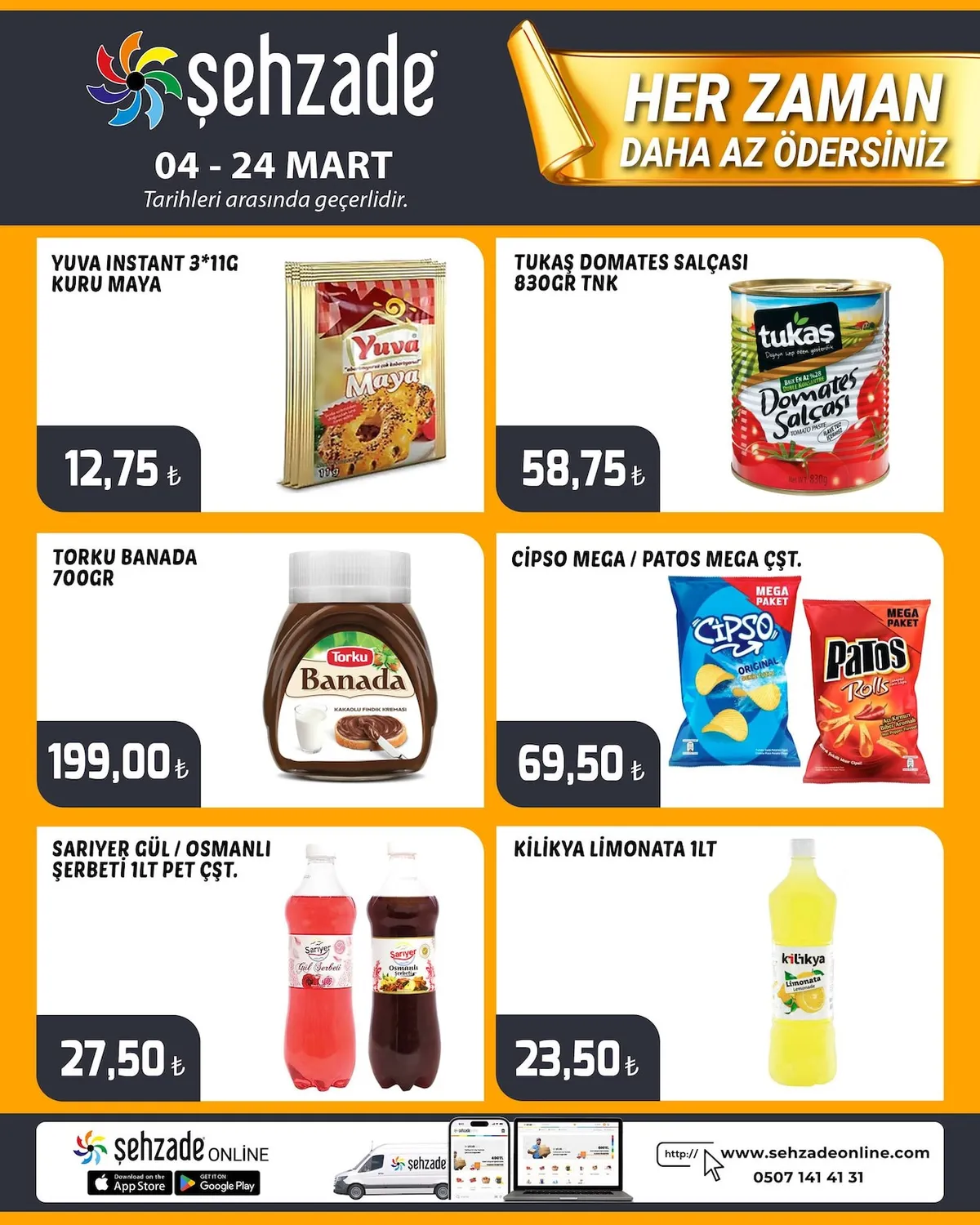 Şehzade Şehzade Market 4 Mart 2026 Aktüel Kataloğu sayfa 6: Yuva Instant 3*11G Kuru Maya