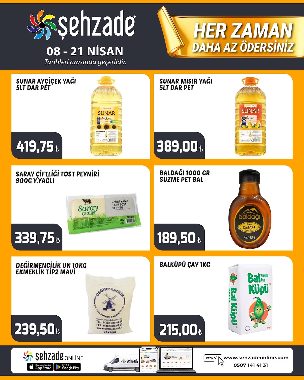 Şehzade Market 8 Nisan 2026 Aktüel Kataloğu broşürü