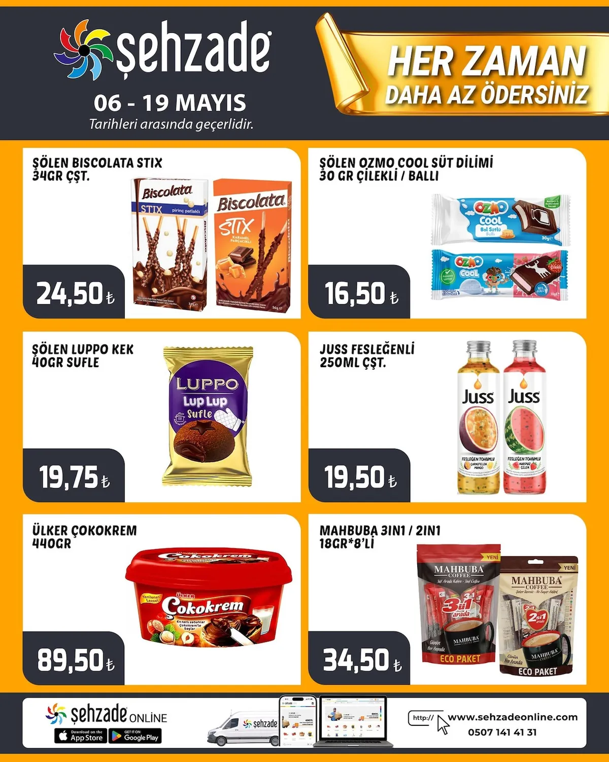 Şehzade Şehzade Market 6 Mayıs 2026 Aktüel Kataloğu sayfa 8: Juss Fesleğenli Mango Ve Karpuz Çilek Aromalı İçecek 250Ml
