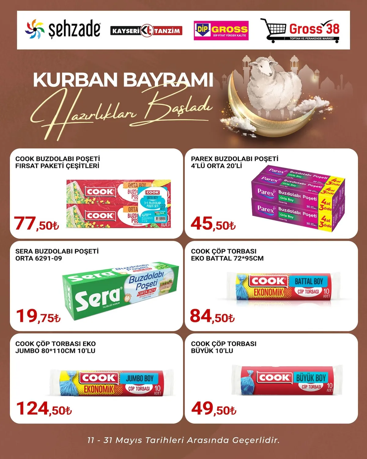 Şehzade Şehzade Market 11 Mayıs 2026 Aktüel Kataloğu sayfa 4: Parex Buzdolabı Poşeti 4'Lü Orta 20'Li, Cook Çöp Torbası Büyük 10'Lu
