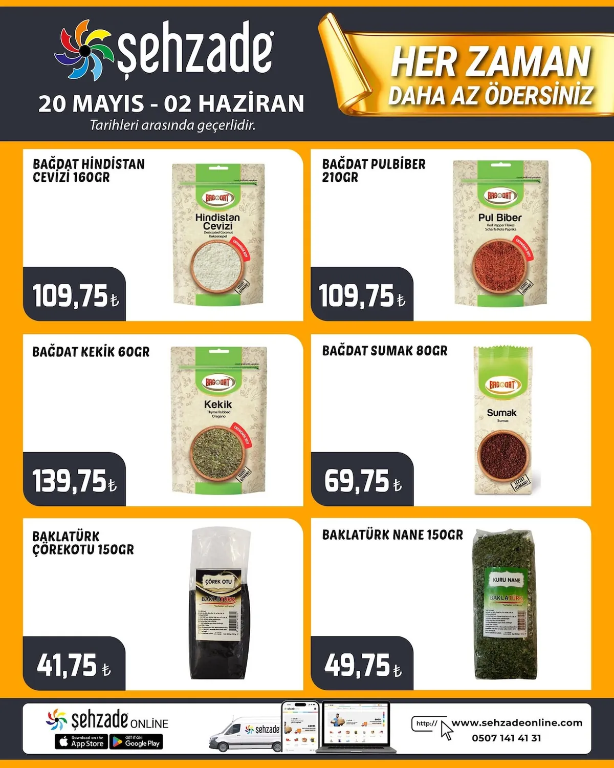 Şehzade Şehzade Market 20 Mayıs 2026 Aktüel Kataloğu sayfa 6: Bağdat Pul Biber 210Gr